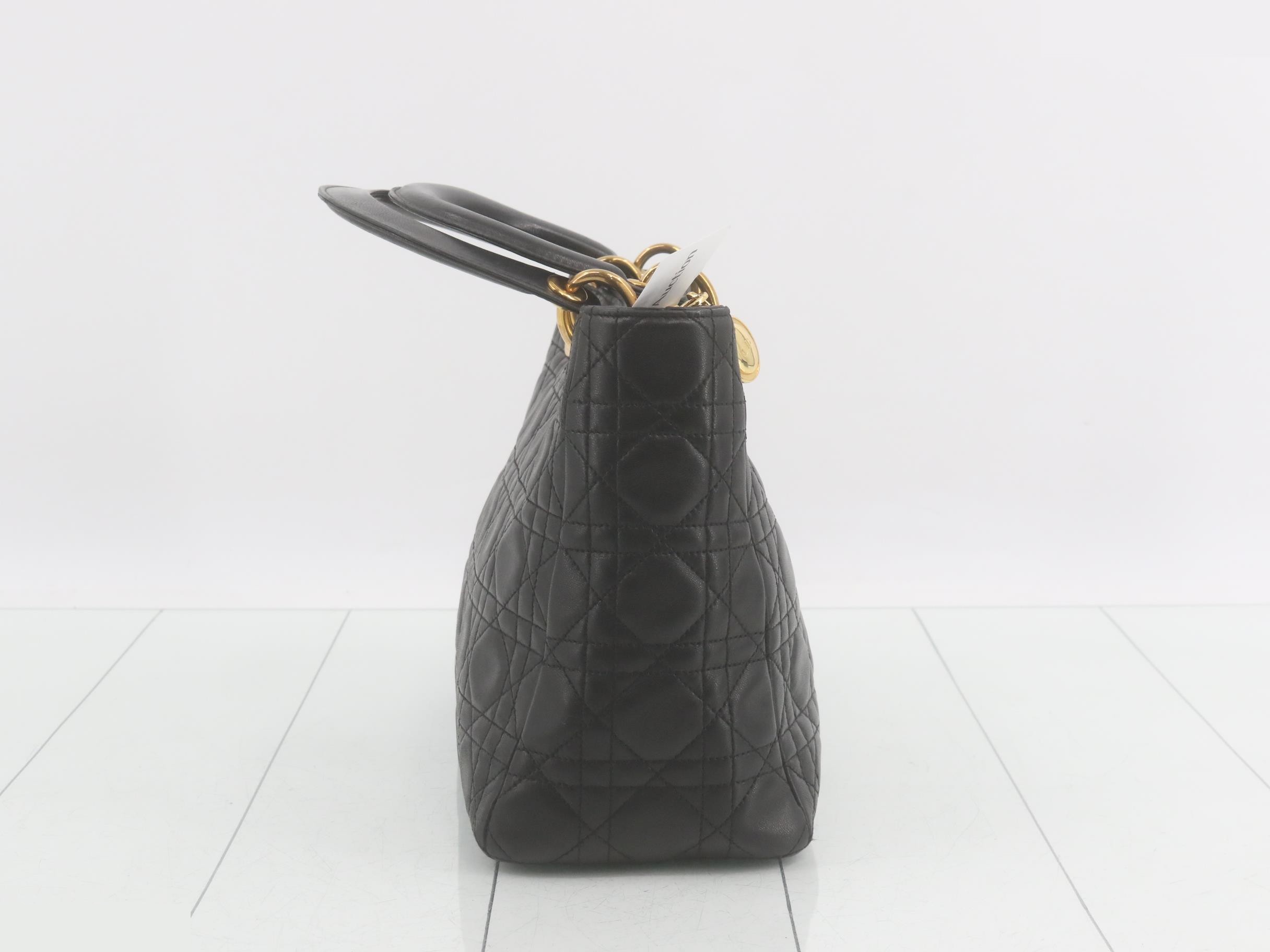 Lady Dior Cannage handbag, black — view 4