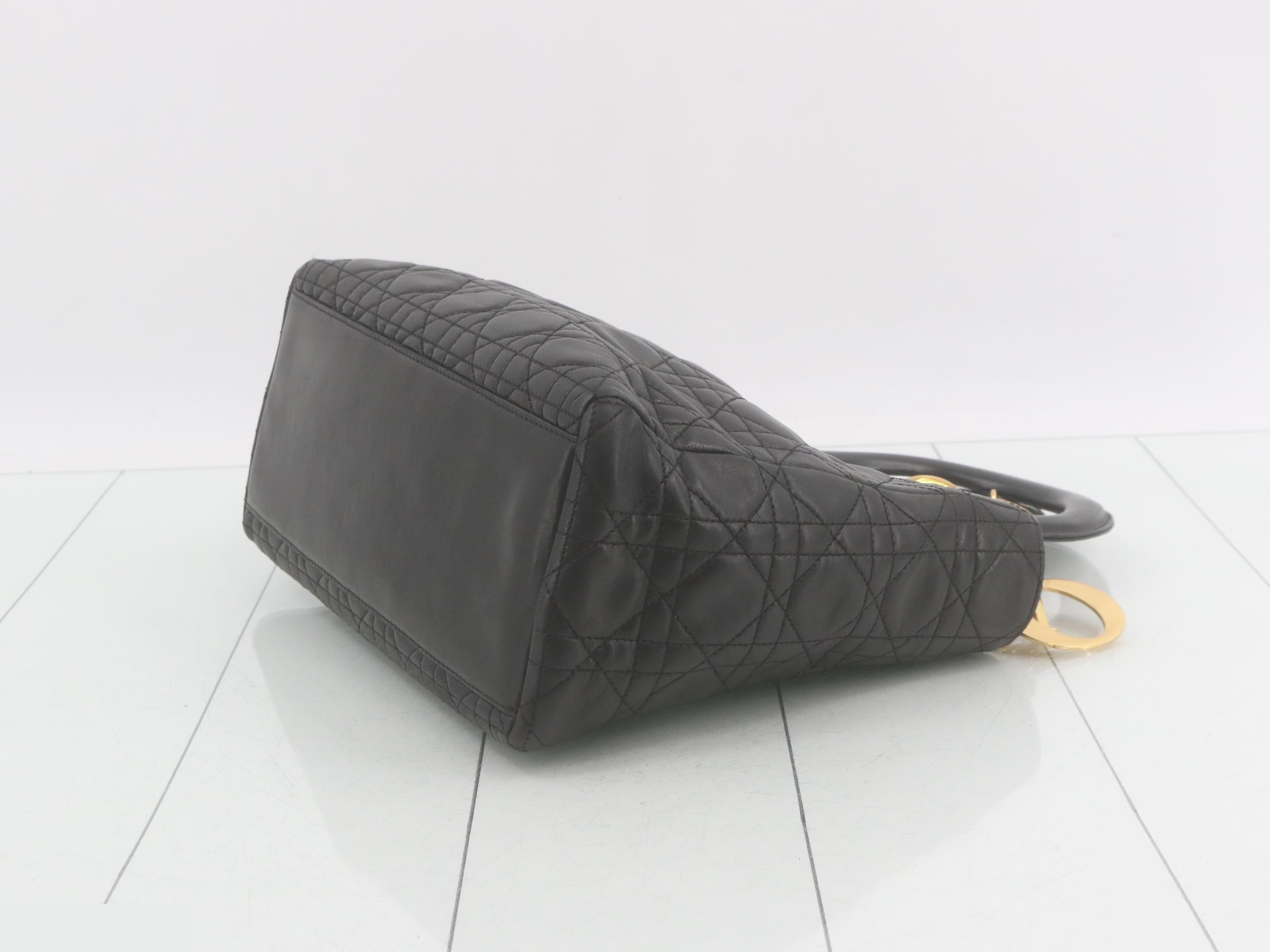 Lady Dior Cannage handbag, black — view 6