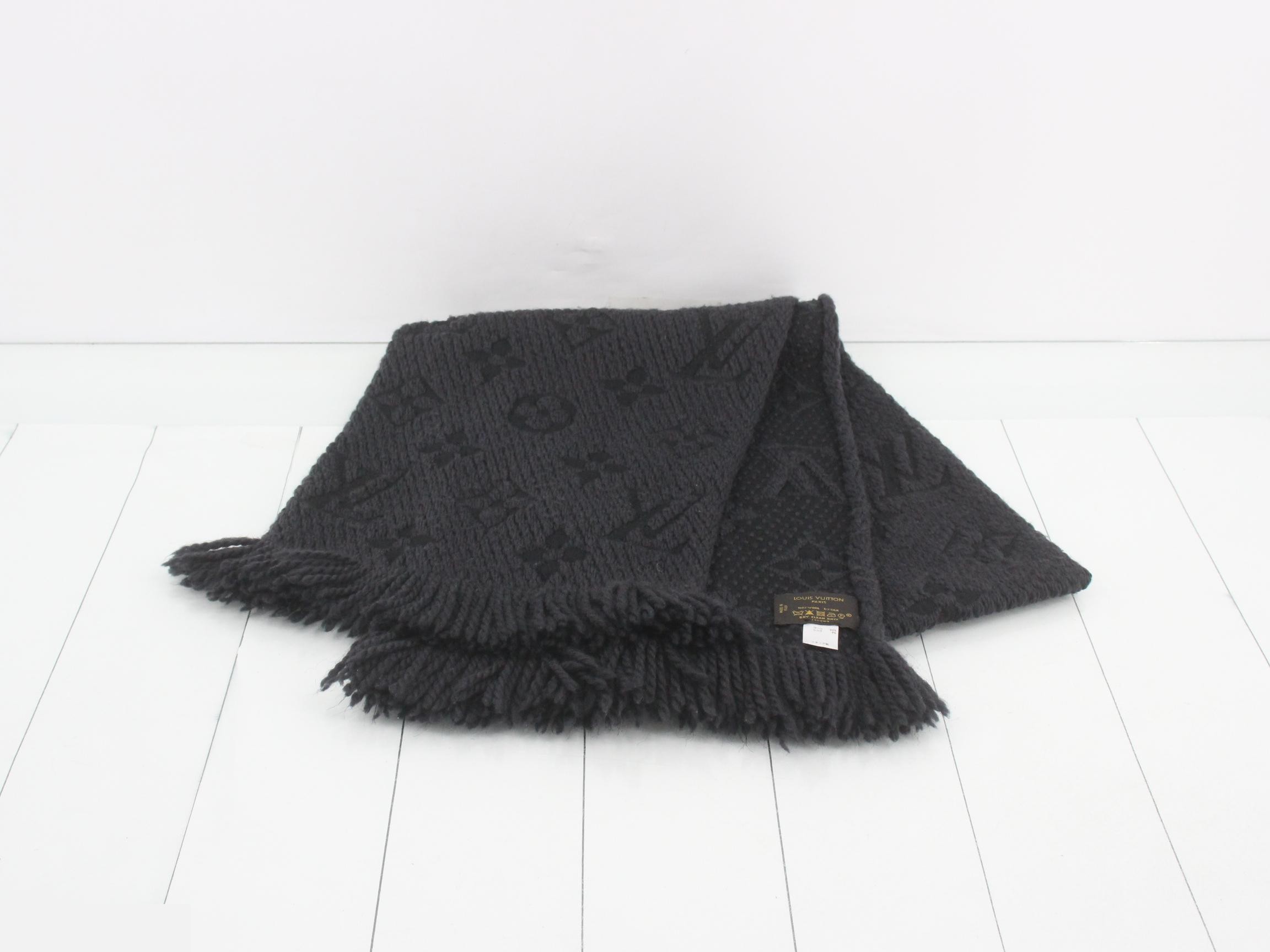Logo Mania Long Scarf, Black, with domestic tag. — view 2