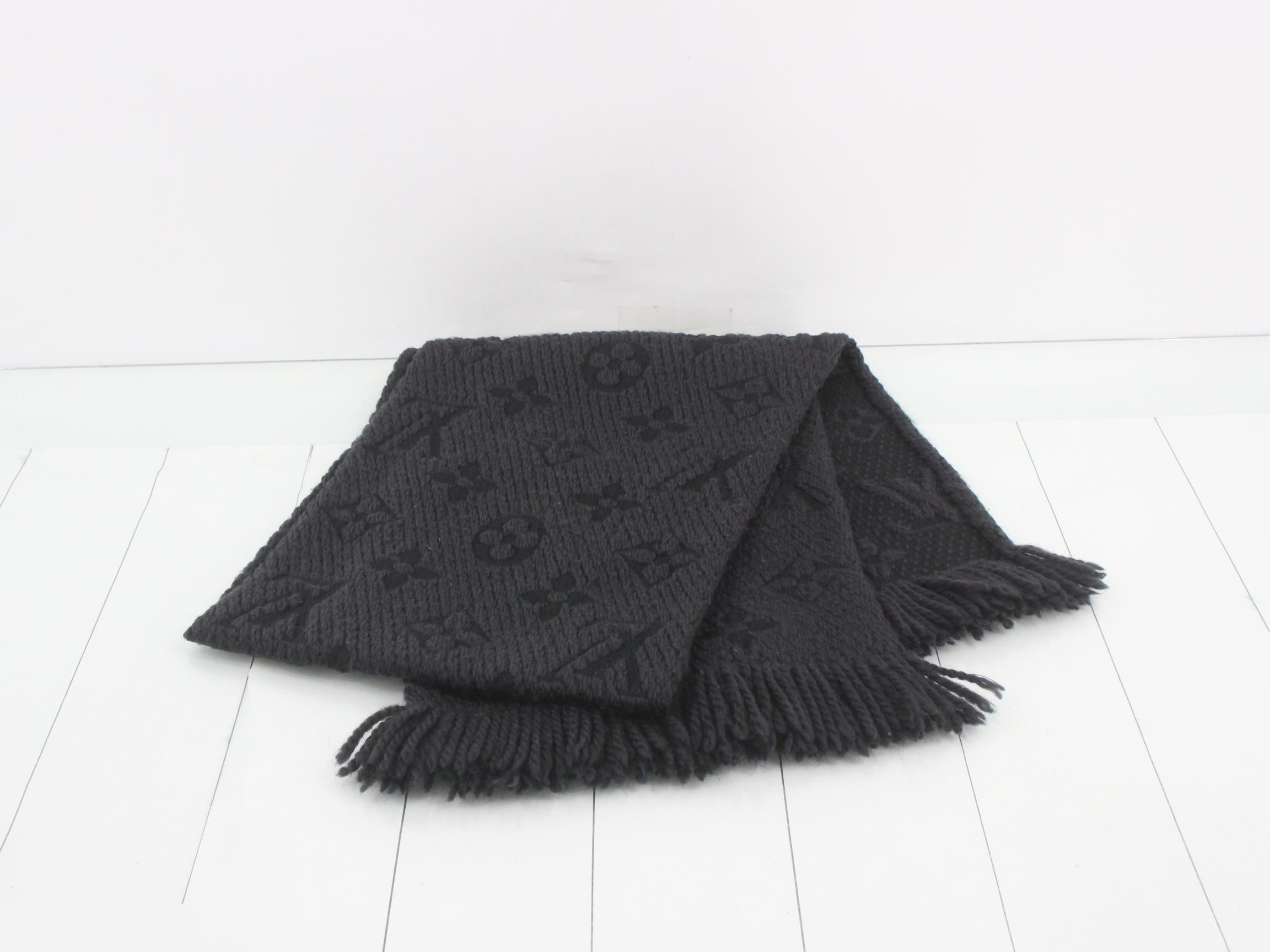 Logo Mania Long Scarf, Black, with domestic tag. — view 3