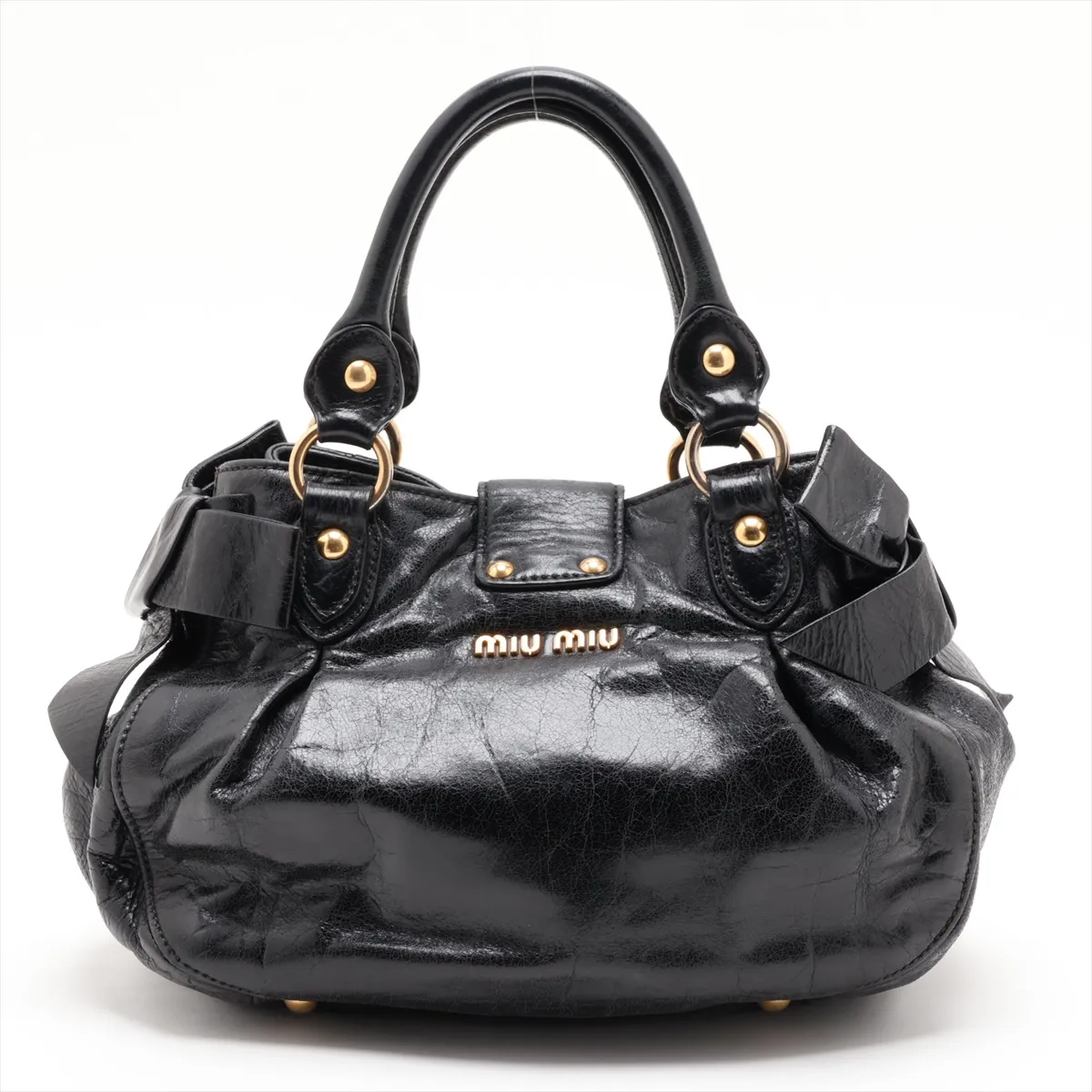 Leather 2-Way Handbag, Black — view 2