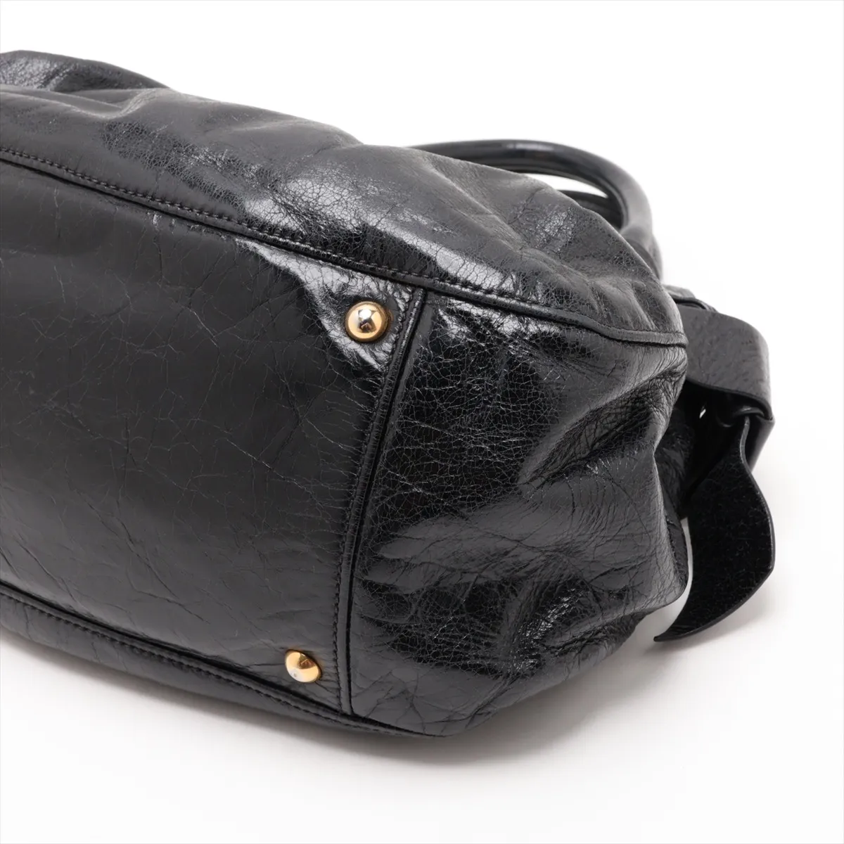 Leather 2-Way Handbag, Black — view 3