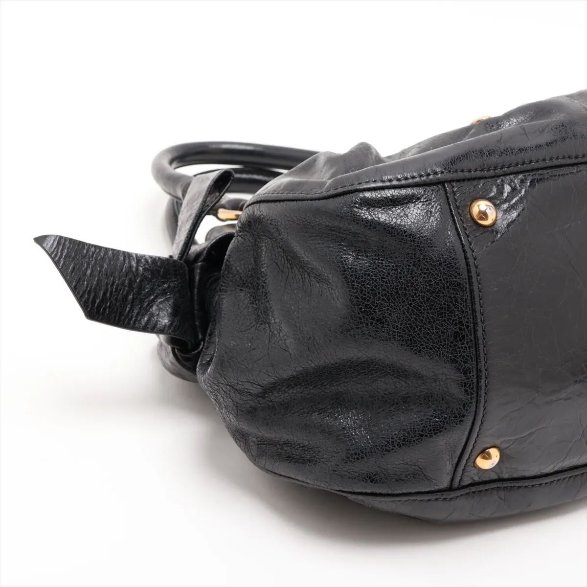 Leather 2-Way Handbag, Black — view 4