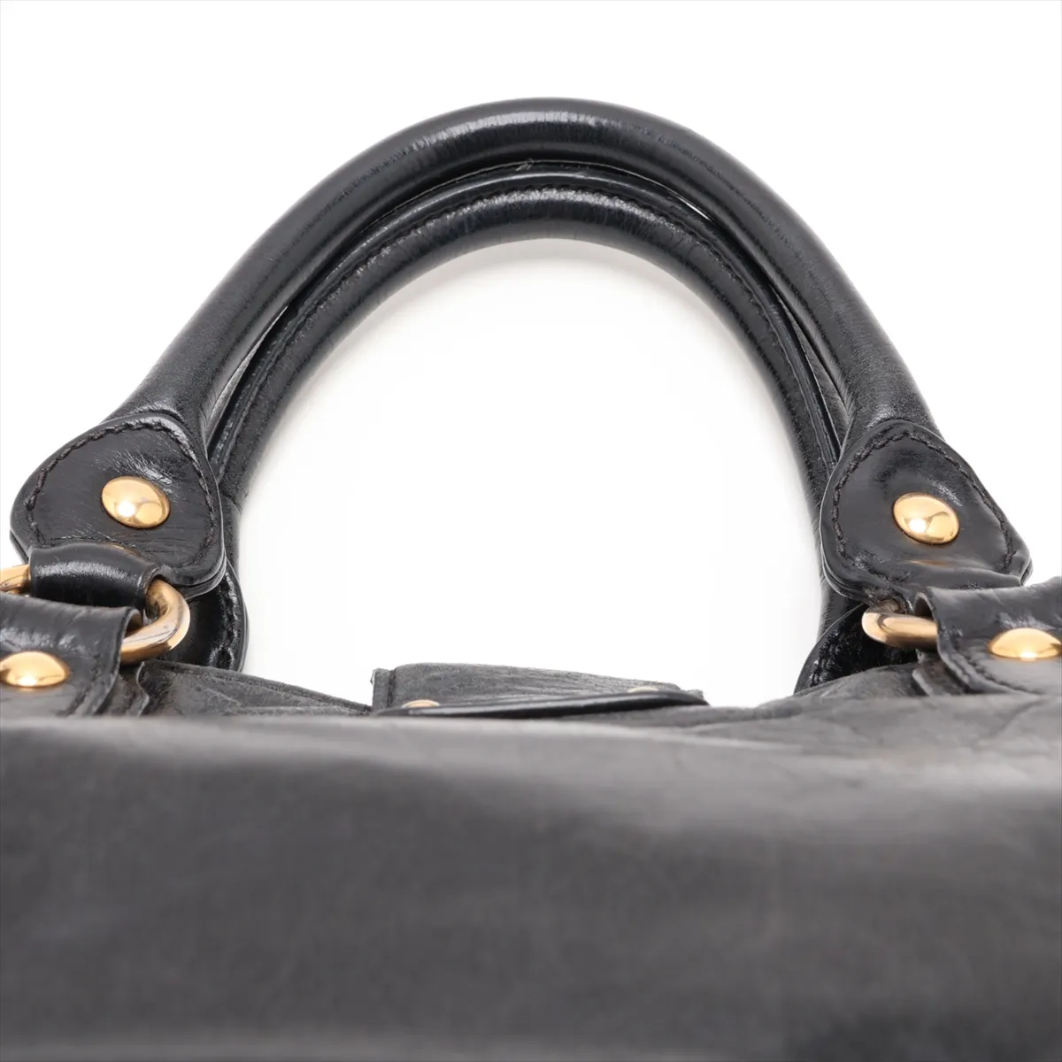 Leather 2-Way Handbag, Black — view 6
