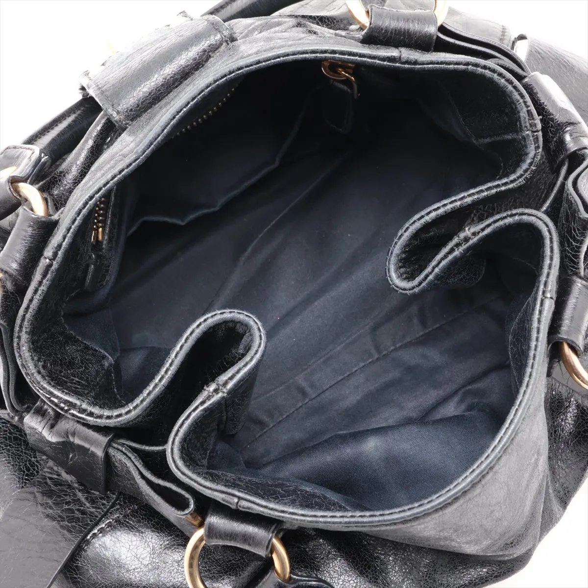 Leather 2-Way Handbag, Black — view 8