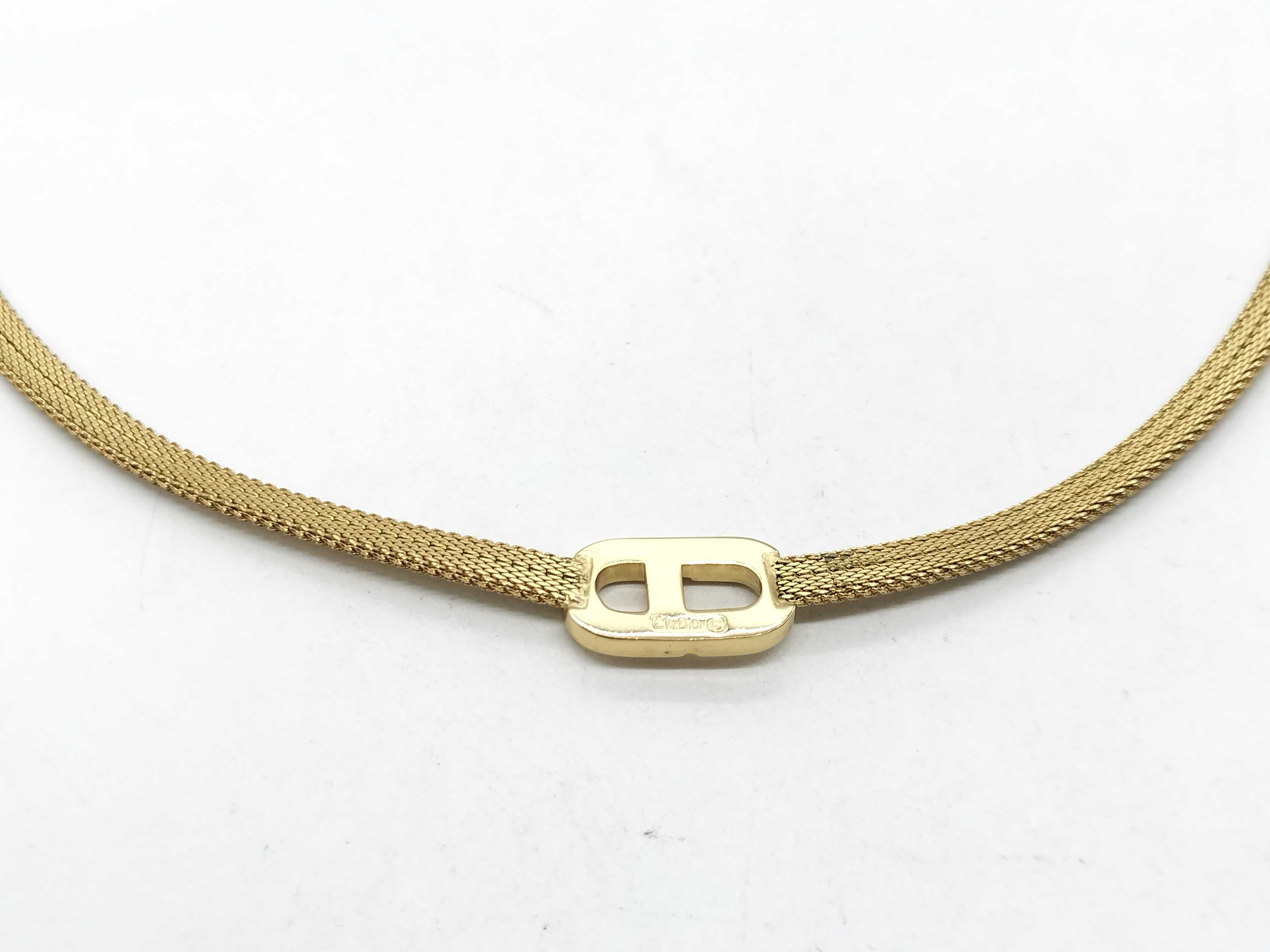 CD logo choker necklace, gold color necklace — view 2
