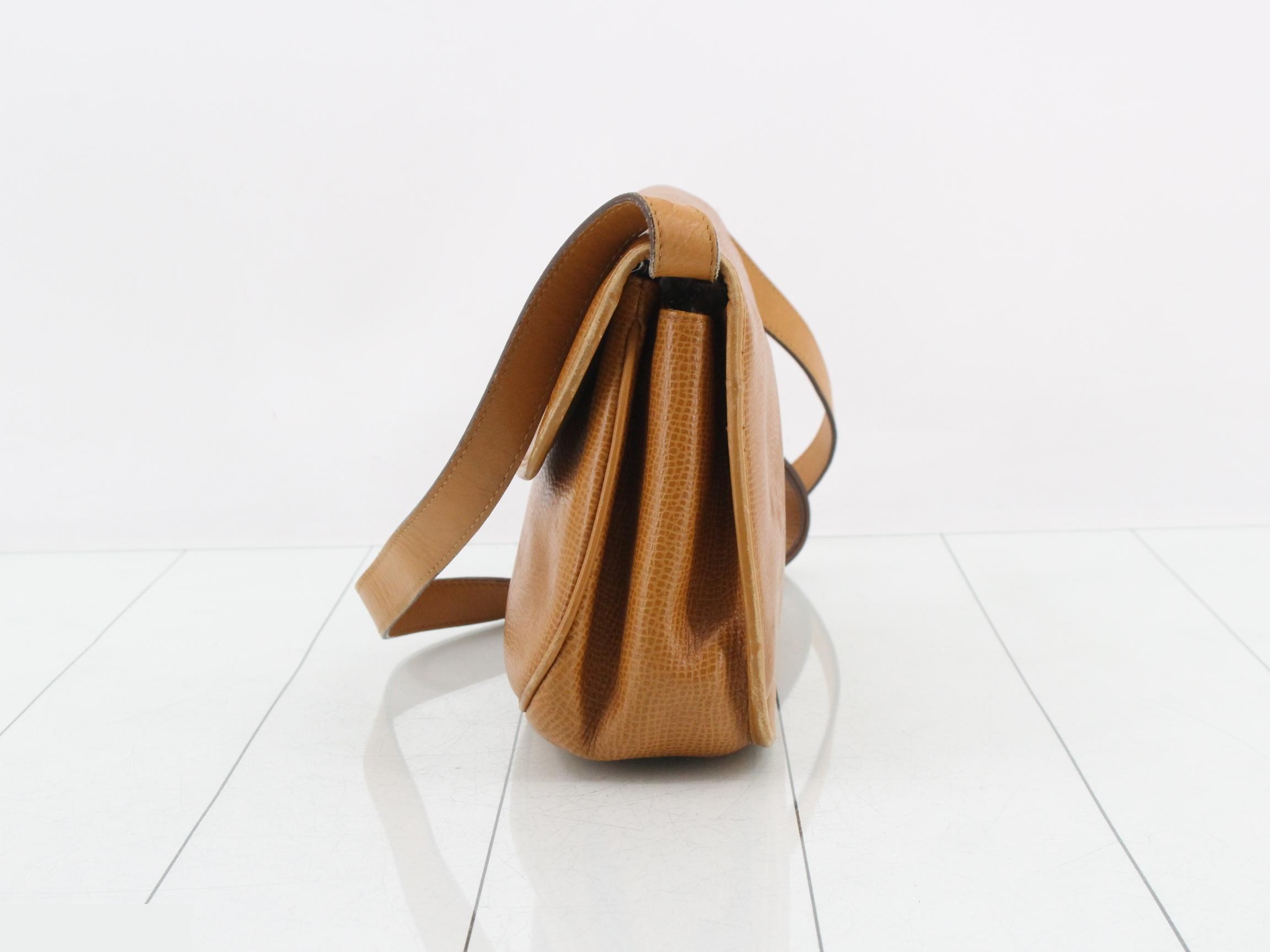 shoulder bag, brown leather, oval hardware. — view 3
