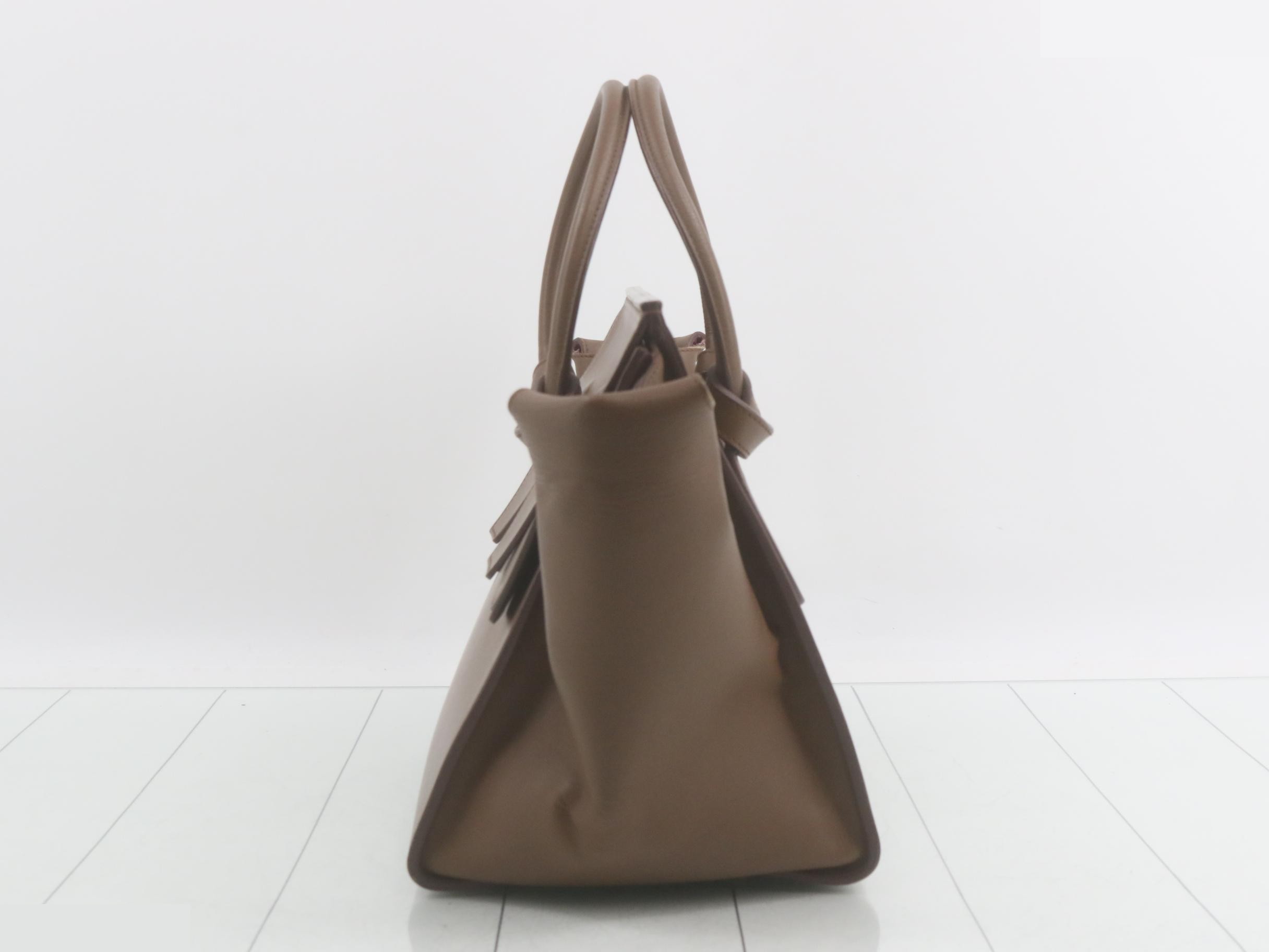 Tie Leather Handbag, Brown — view 3