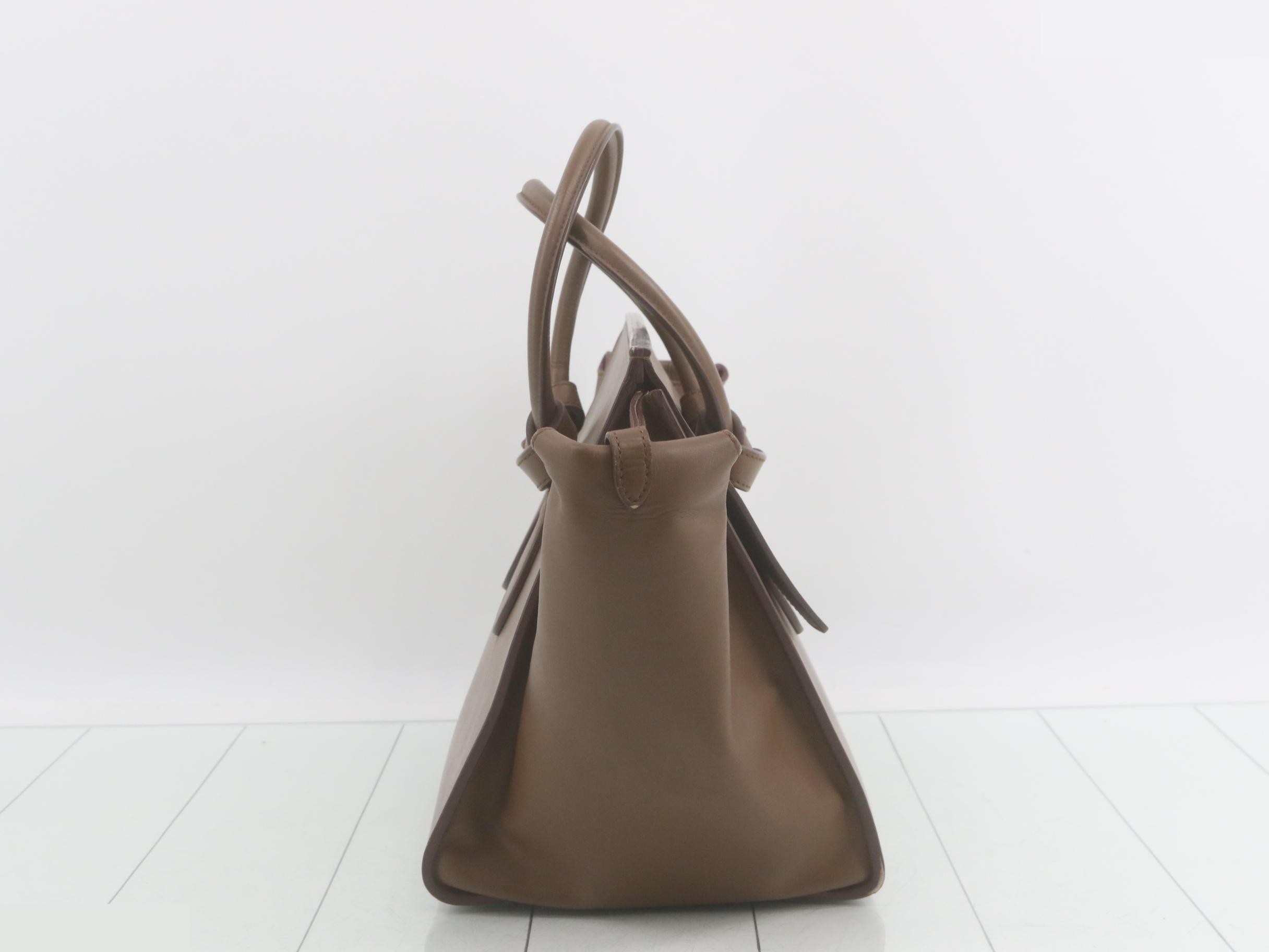 Tie Leather Handbag, Brown — view 4