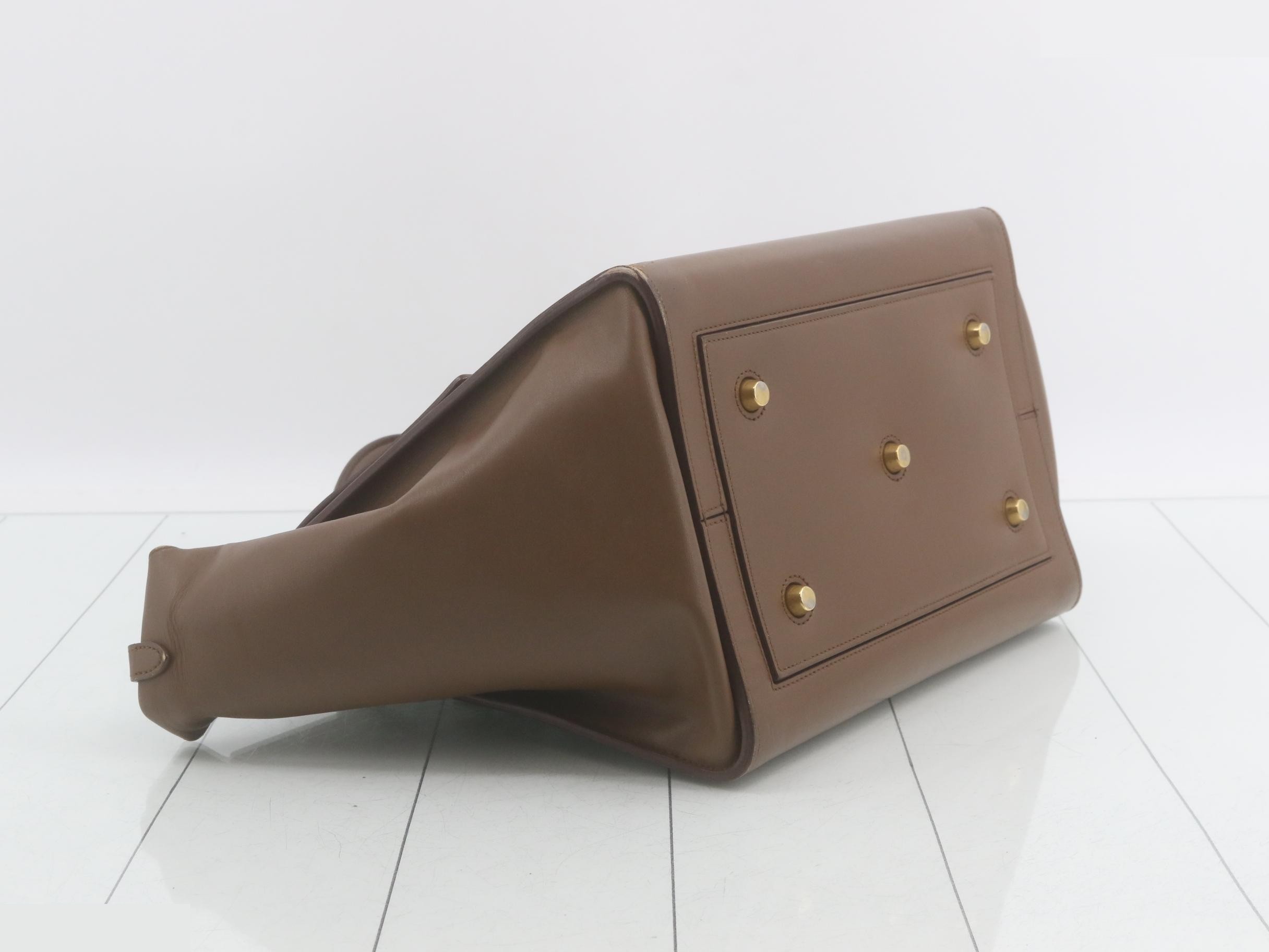 Tie Leather Handbag, Brown — view 5