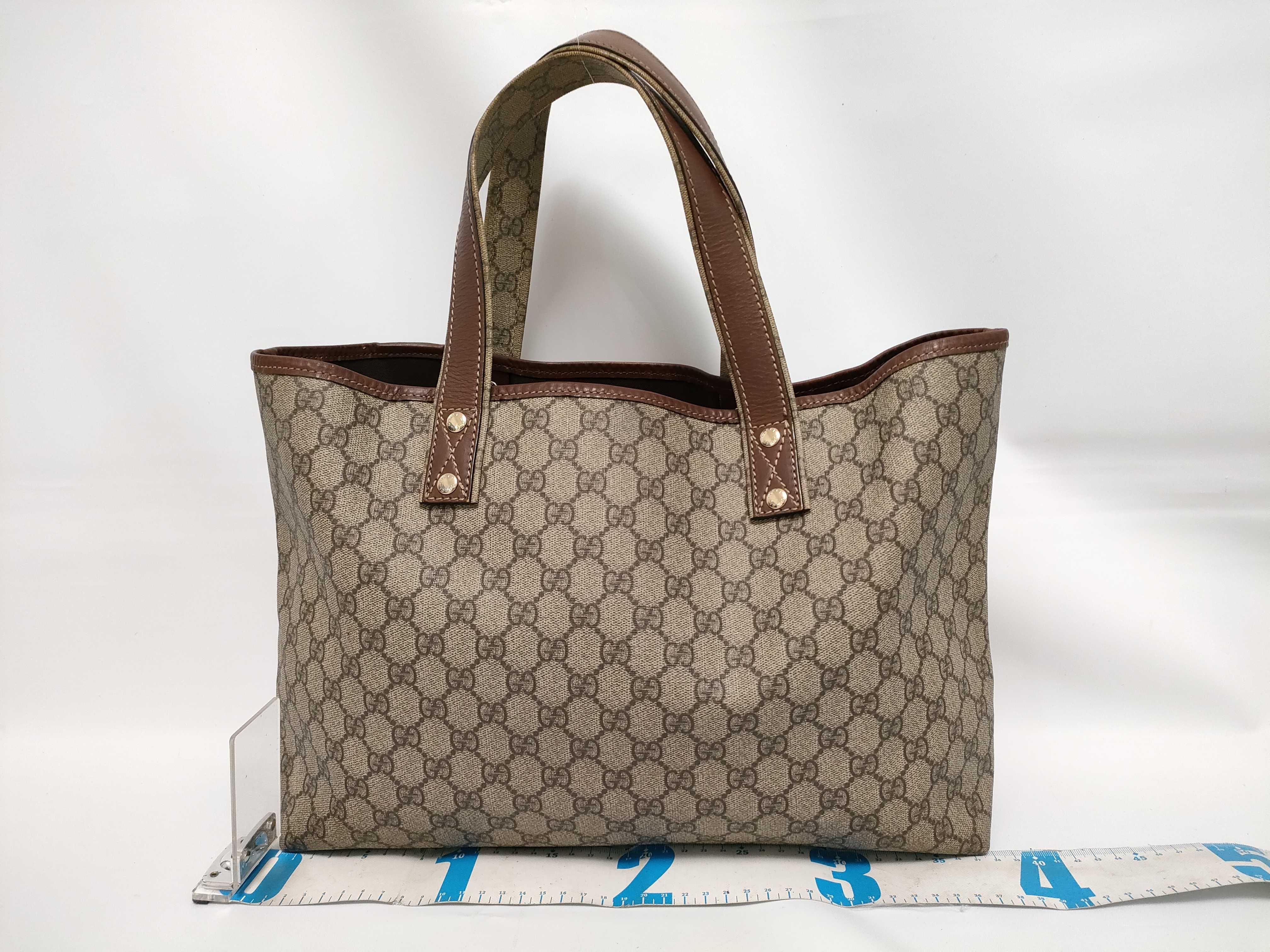 GG Supreme Brown Leather-Trimmed Shoulder Tote Bag — view 2