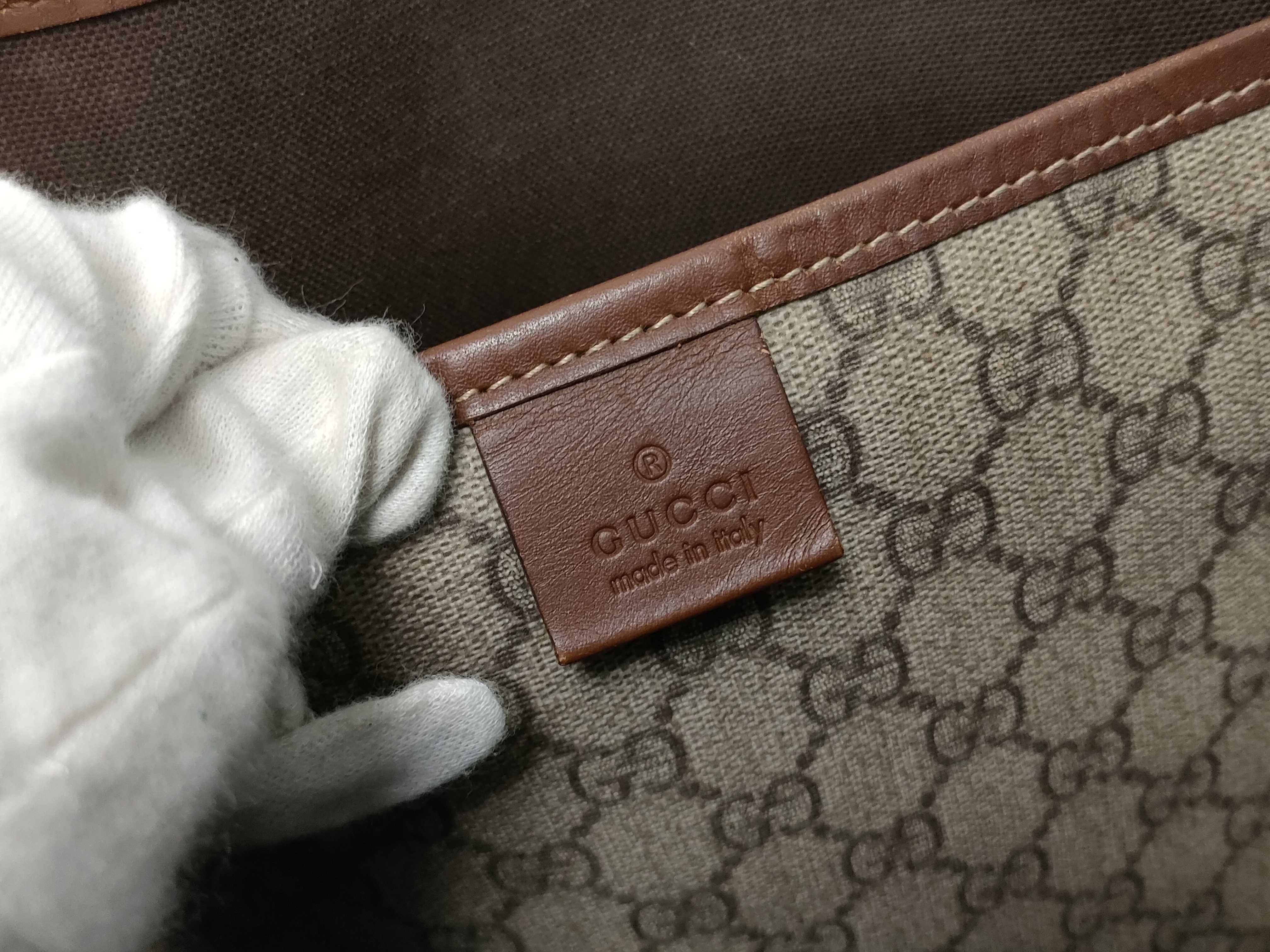 GG Supreme Brown Leather-Trimmed Shoulder Tote Bag — view 8
