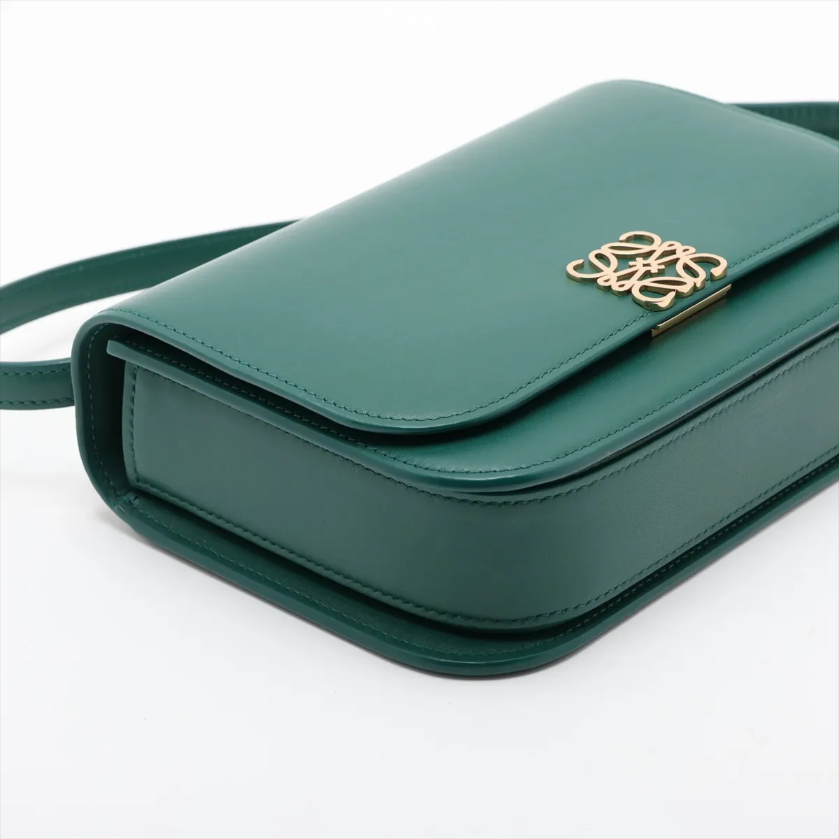 Goya Leather Shoulder Bag, Green — view 4