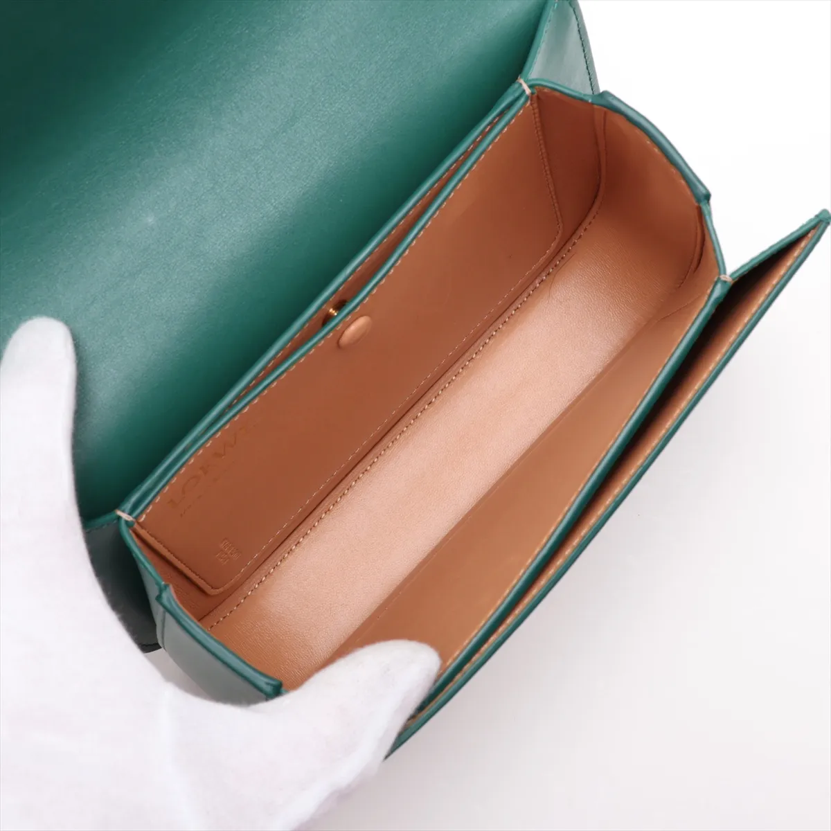 Goya Leather Shoulder Bag, Green — view 6