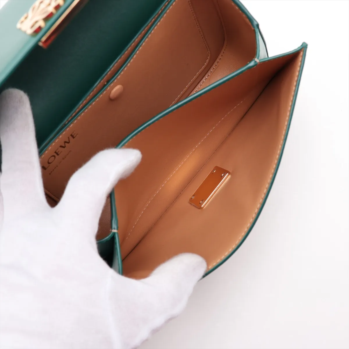 Goya Leather Shoulder Bag, Green — view 7