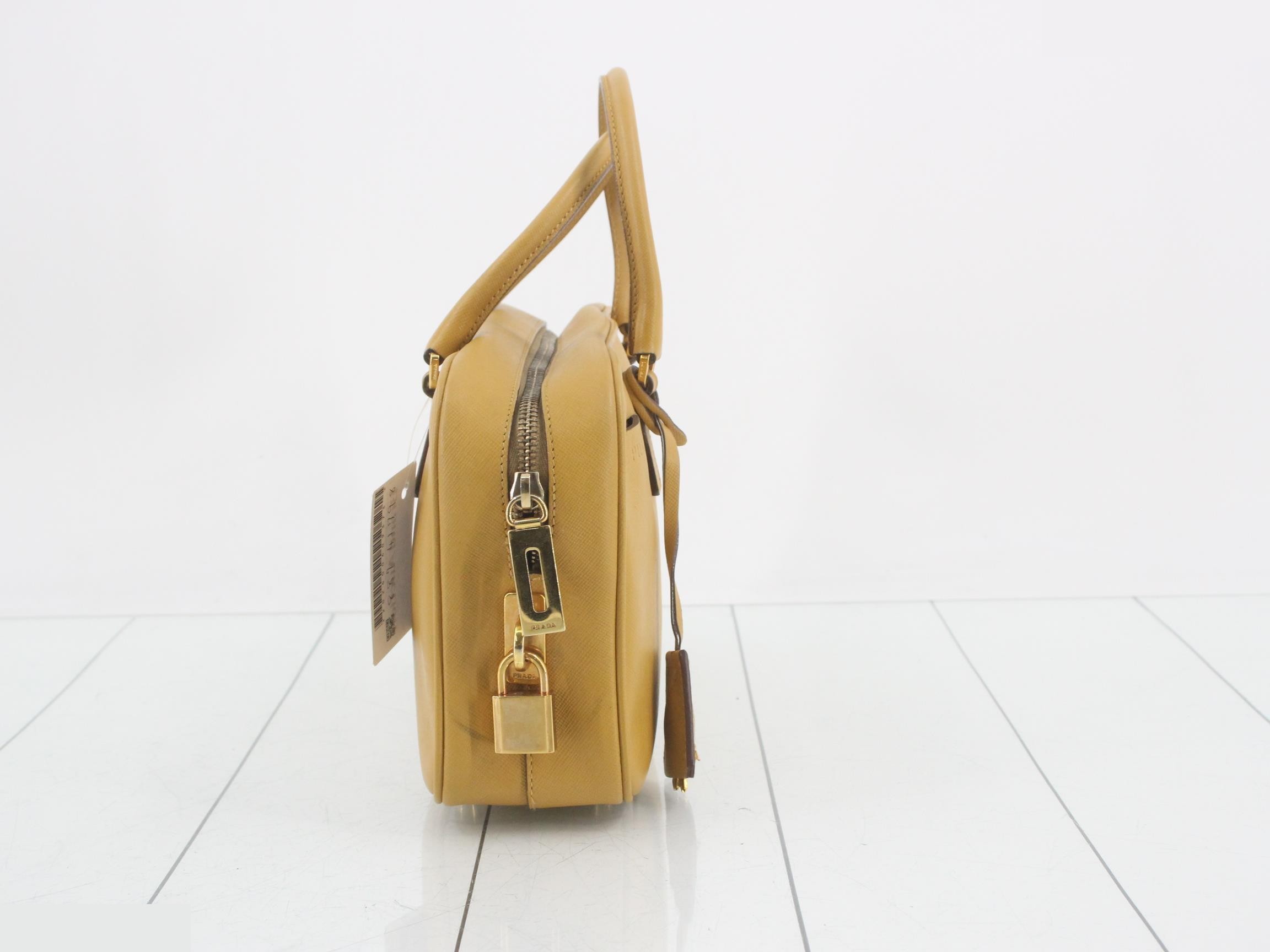 Embossed Mini Boston Bag - Mustard — view 4