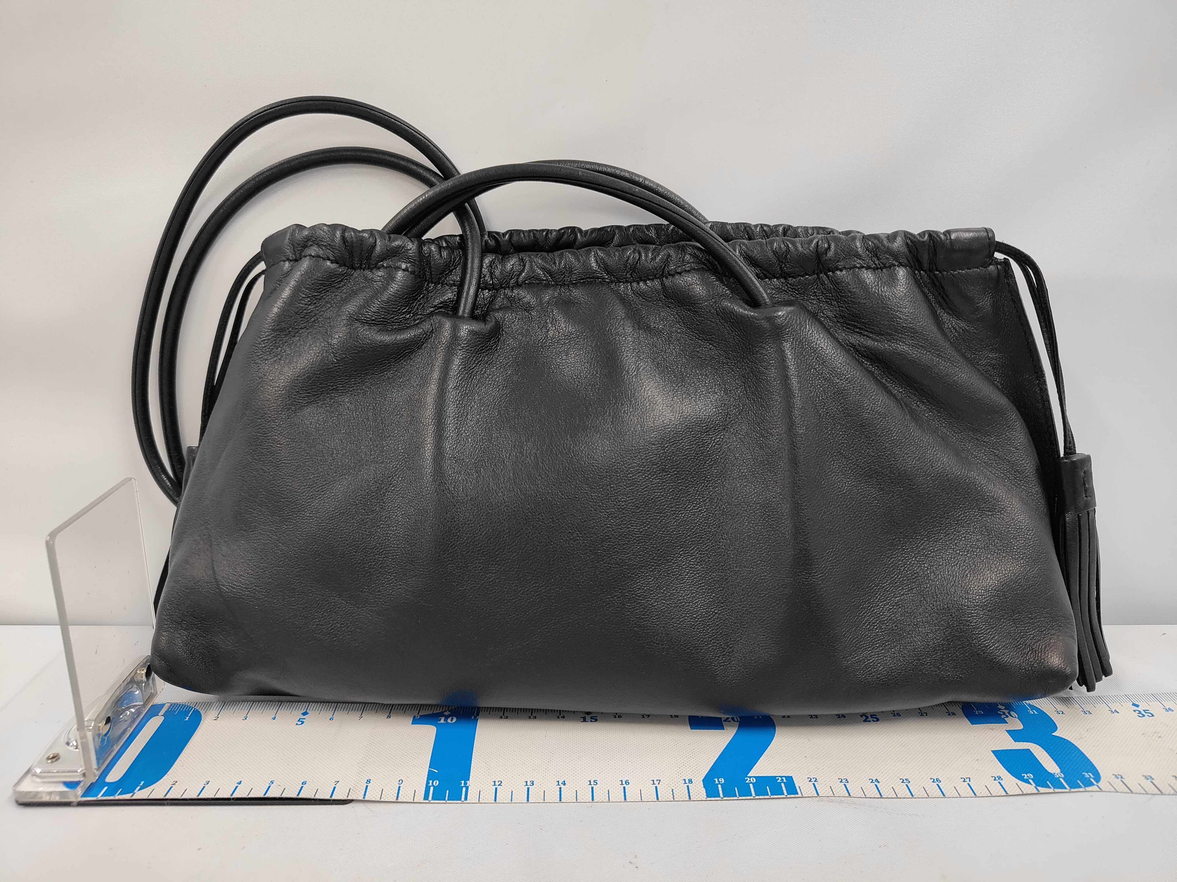 (Tom Ford era) Leather Fringe Shoulder Bag/Handbag, Black, Serial Number — view 2