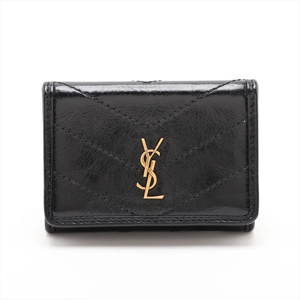 Line Origami Tiny Wallet Leather Compact Wallet Black BND872857