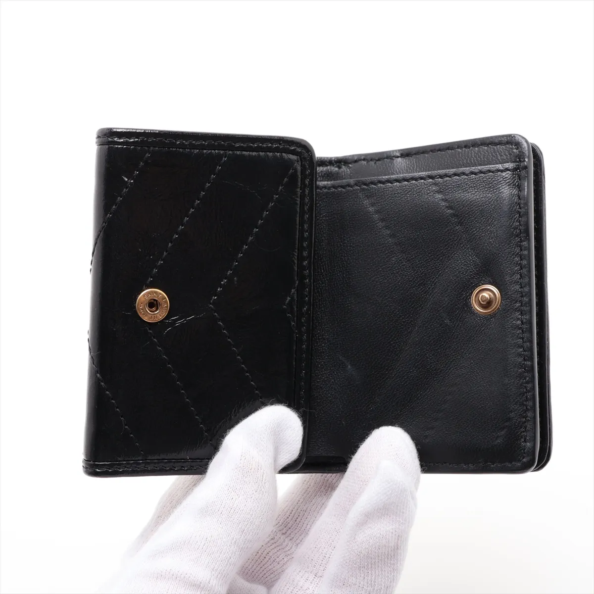 Line Origami Tiny Wallet Leather Compact Wallet Black BND872857 — view 3