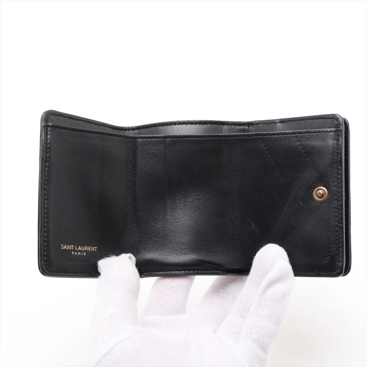 Line Origami Tiny Wallet Leather Compact Wallet Black BND872857 — view 4