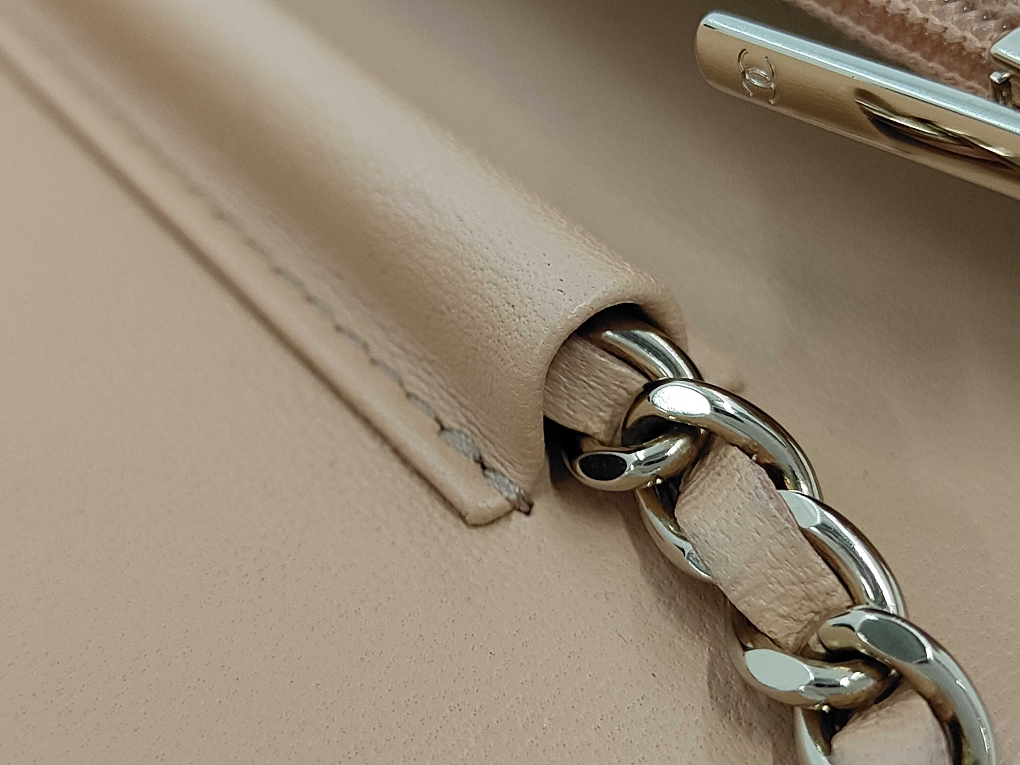 Matelassé Chain Wallet, Beige Lambskin, Gold Hardware, Shoulder Bag — view 6