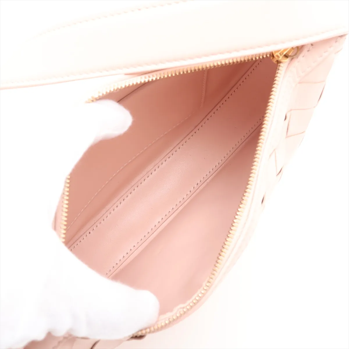 Intrecciato Leather Shoulder Bag, Pink — view 7