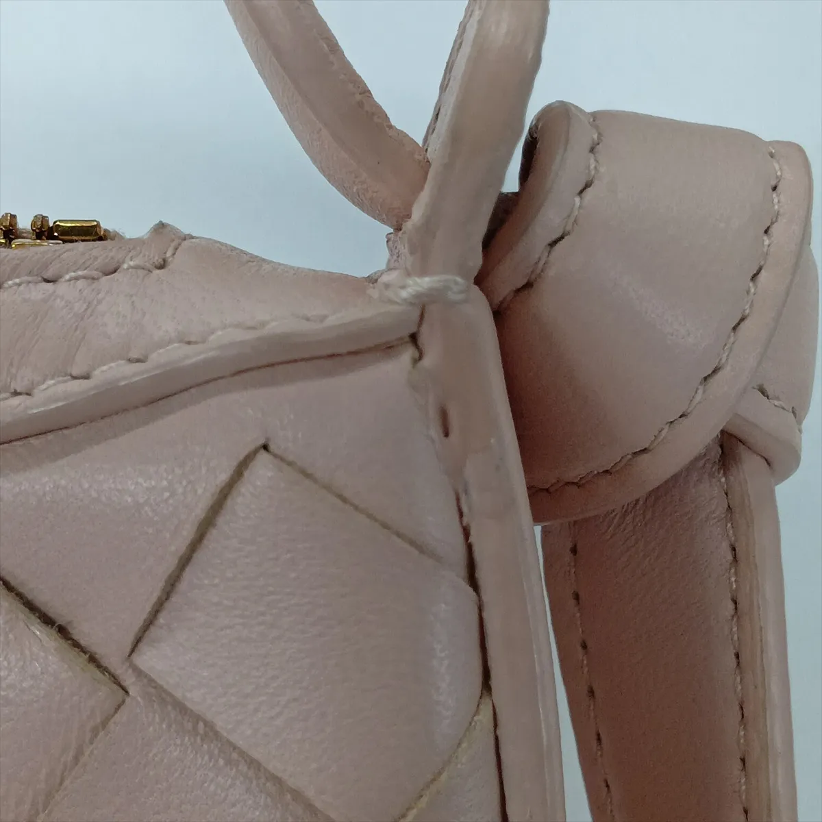 Intrecciato Leather Shoulder Bag, Pink — view 10