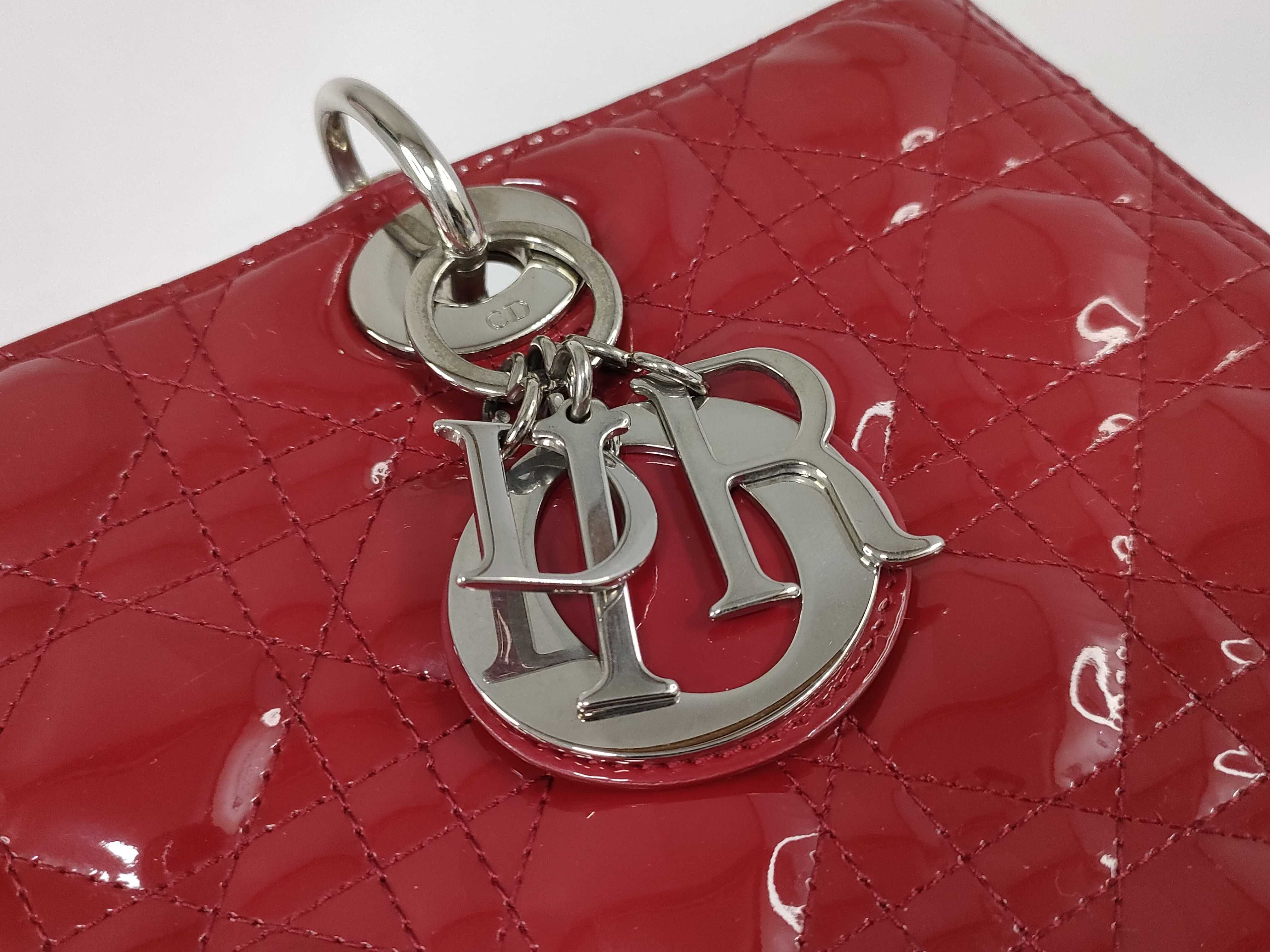 Lady Dior Lady Handbag Patent Leather Red Handbag — view 14