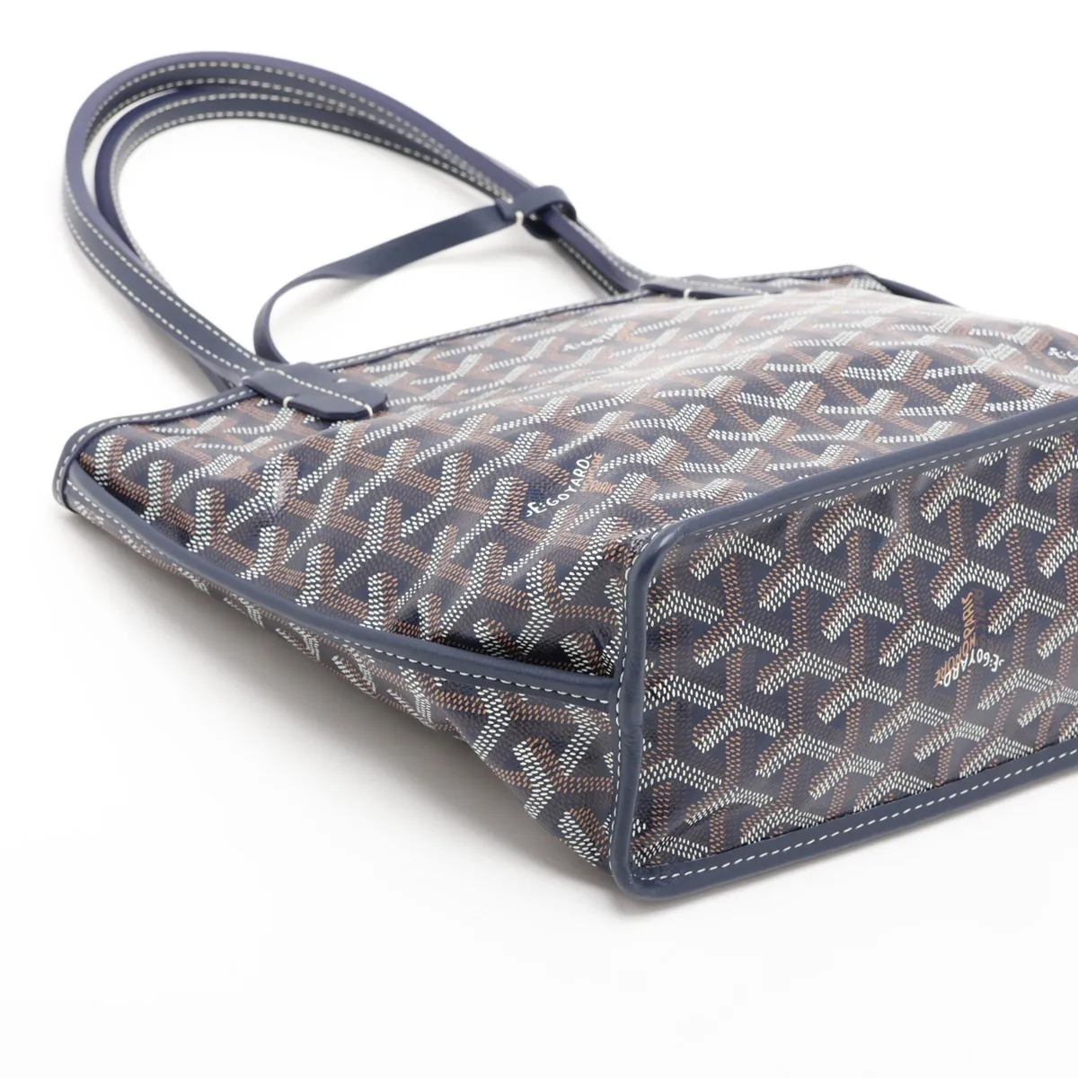 Ange Mini PVC x Leather Handbag, Navy — view 4