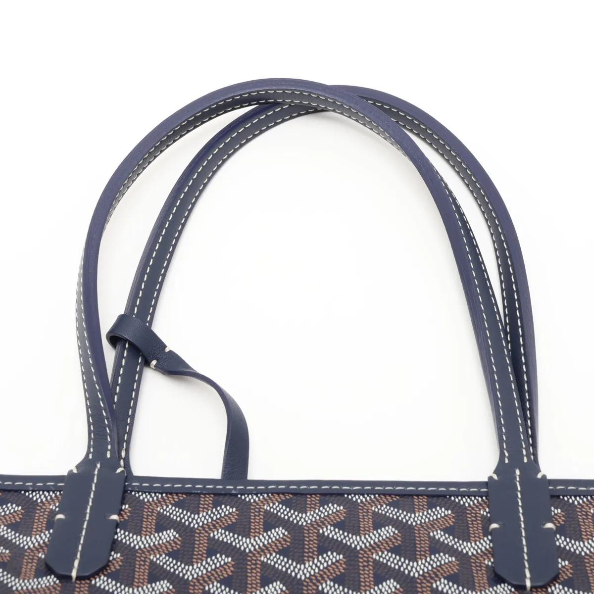 Ange Mini PVC x Leather Handbag, Navy — view 6