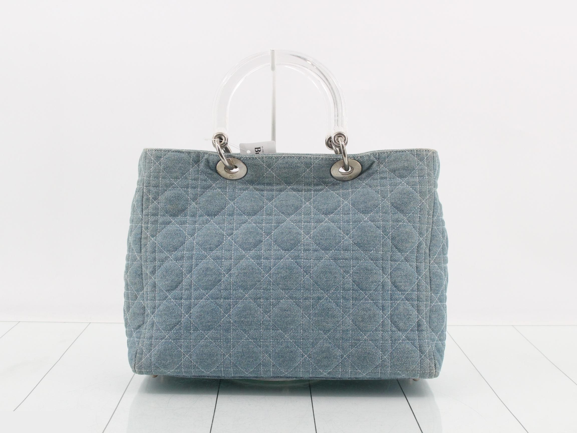 Lady Dior Denim Cannage 2-Way Handbag with Strap — view 2