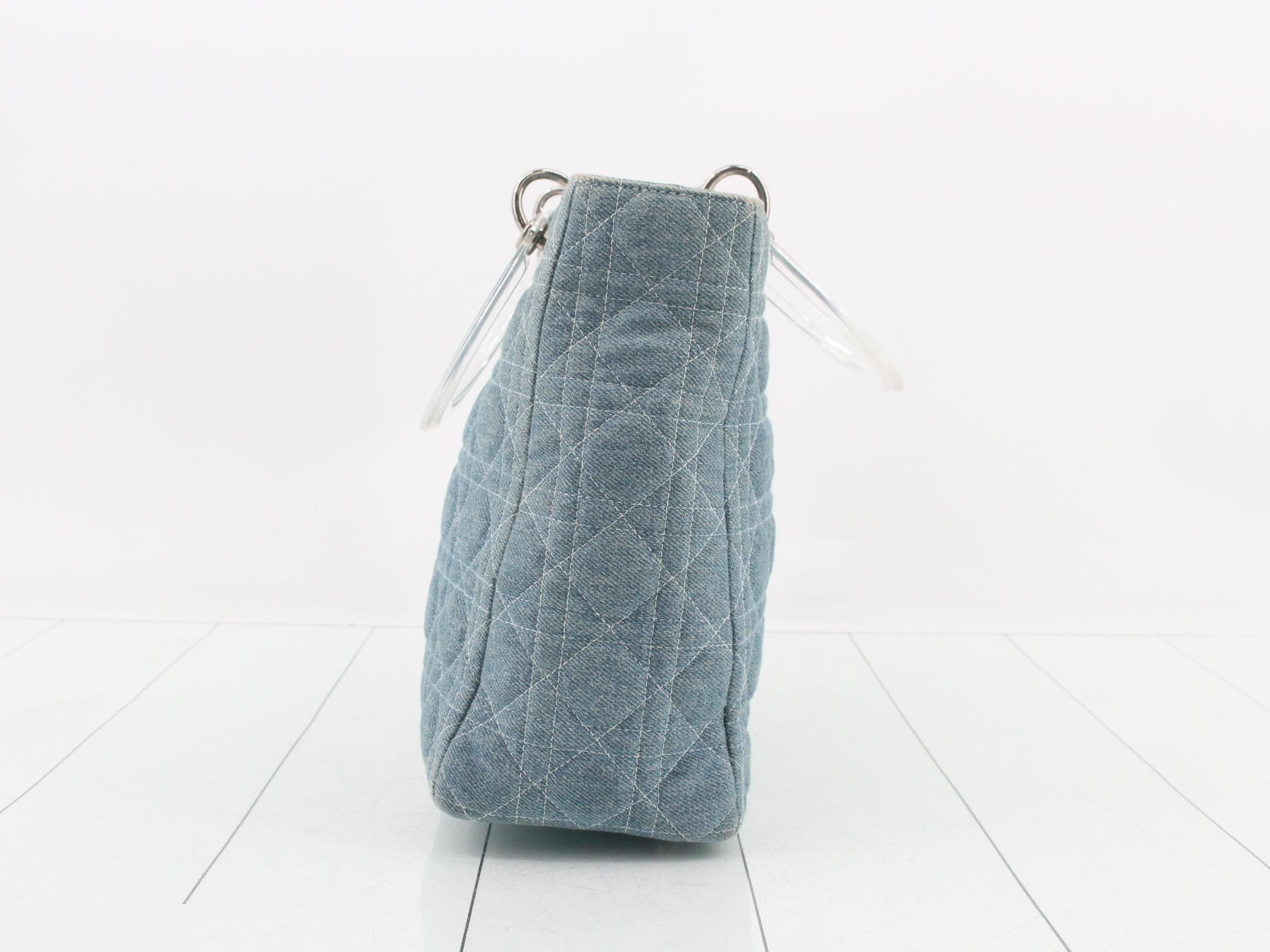 Lady Dior Denim Cannage 2-Way Handbag with Strap — view 4