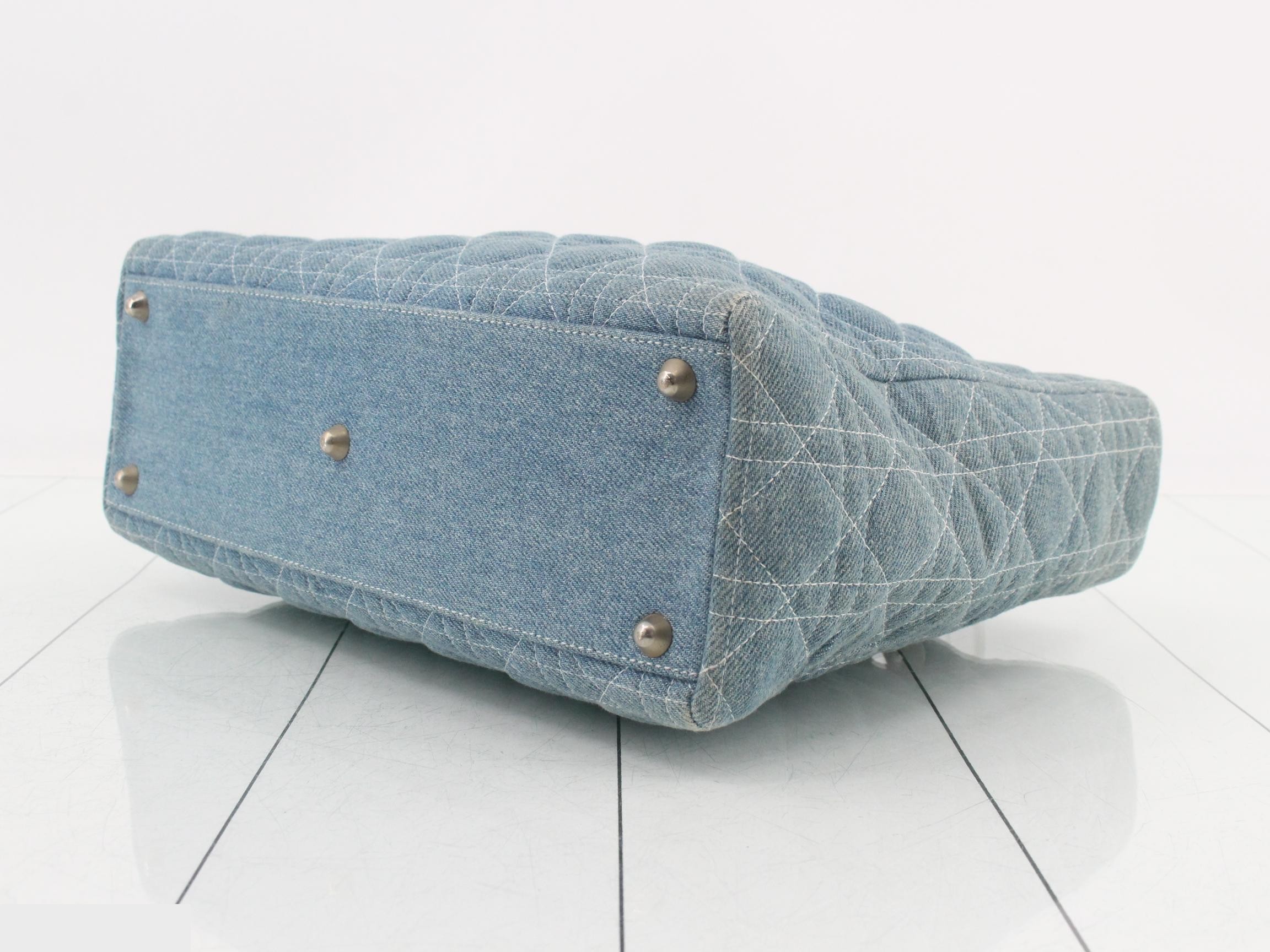 Lady Dior Denim Cannage 2-Way Handbag with Strap — view 6