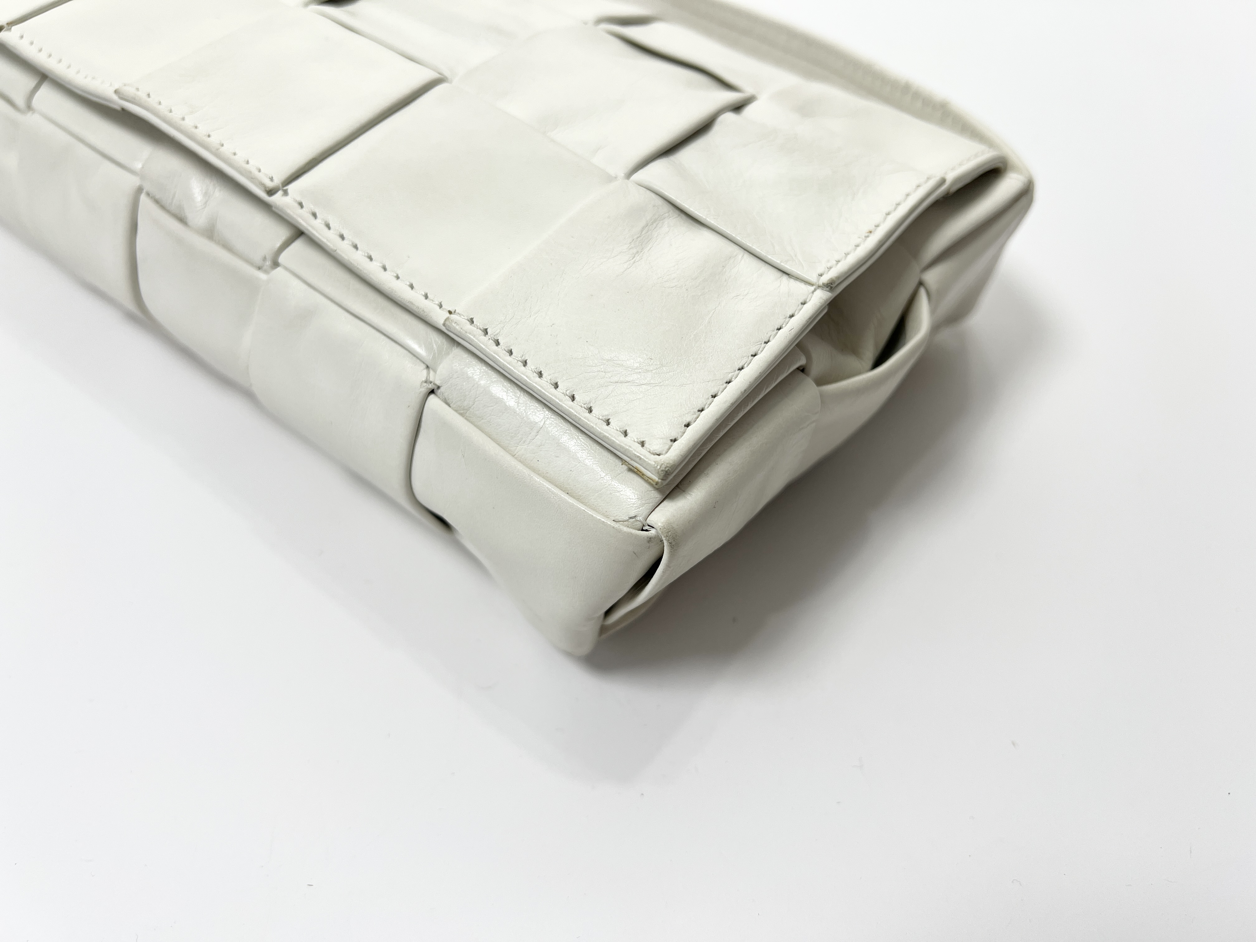 Intrecciato Cassette Maxi Flap Leather Shoulder Bag with Pouch — view 13