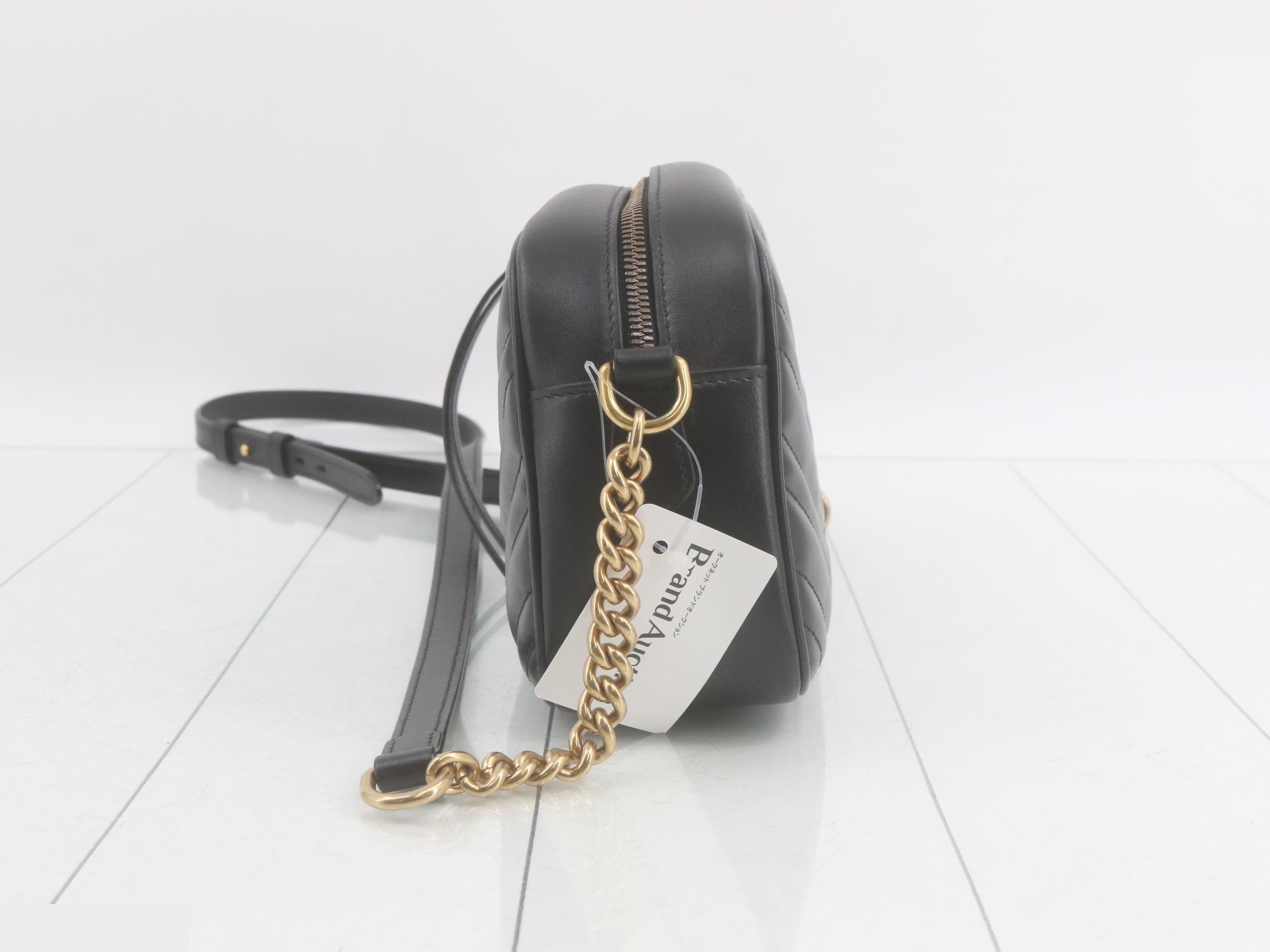 GG Marmont Shoulder Bag, Leather, Black — view 3