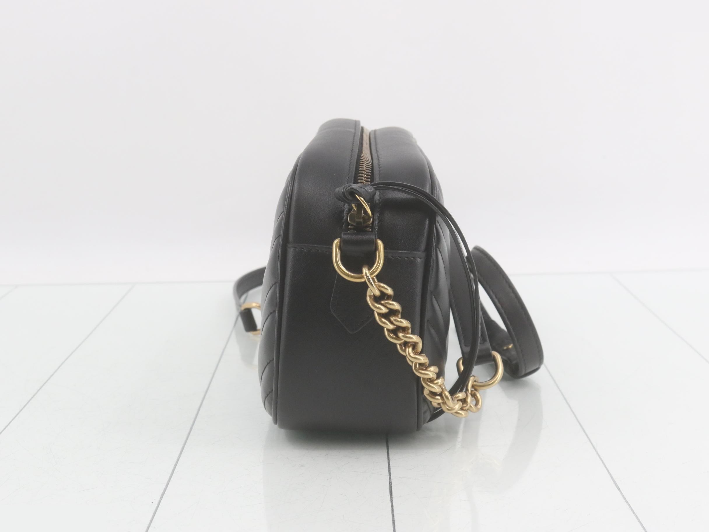 GG Marmont Shoulder Bag, Leather, Black — view 4