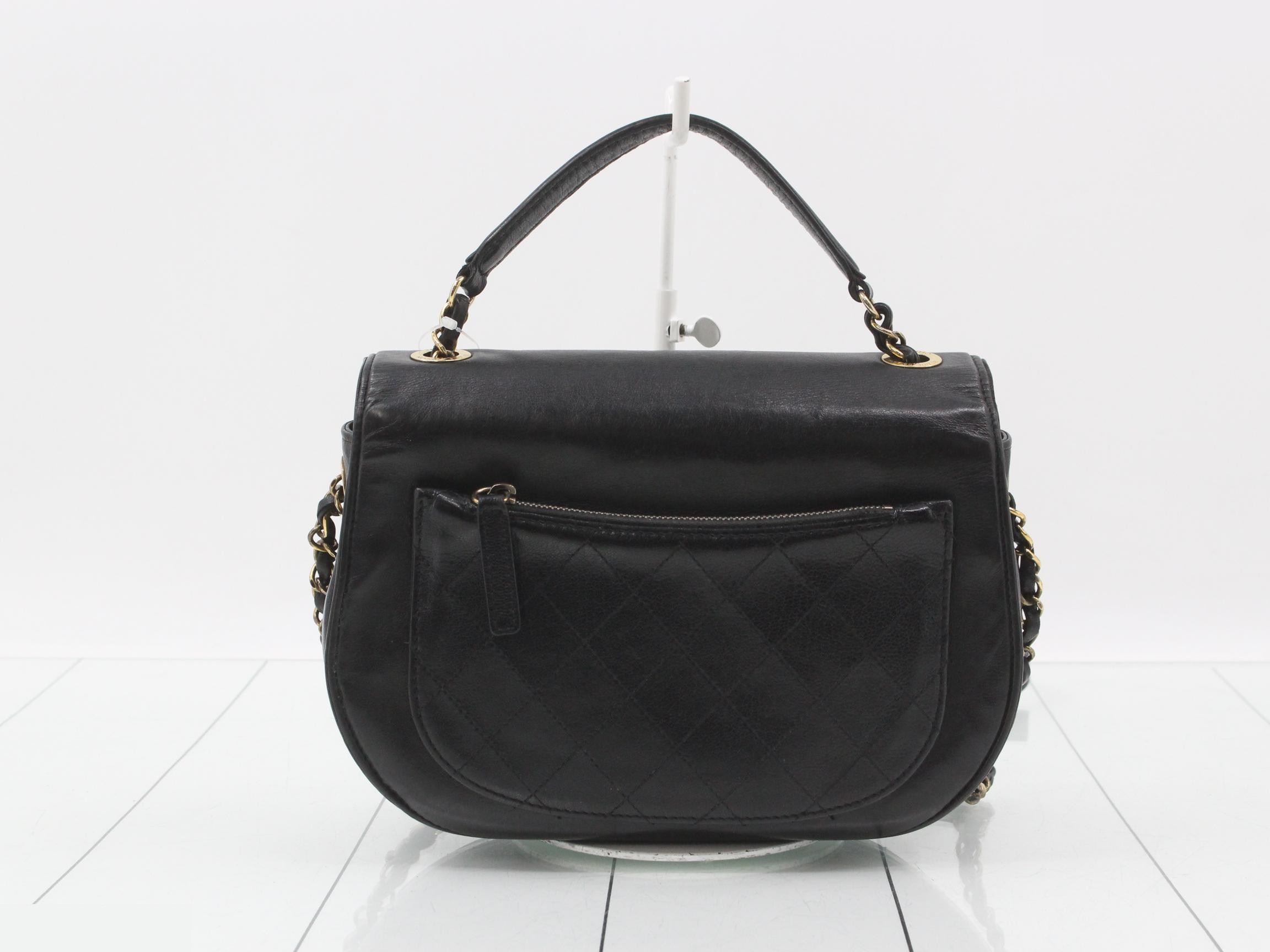 Matelassé Half Moon Chain Shoulder Bag, Black — view 2