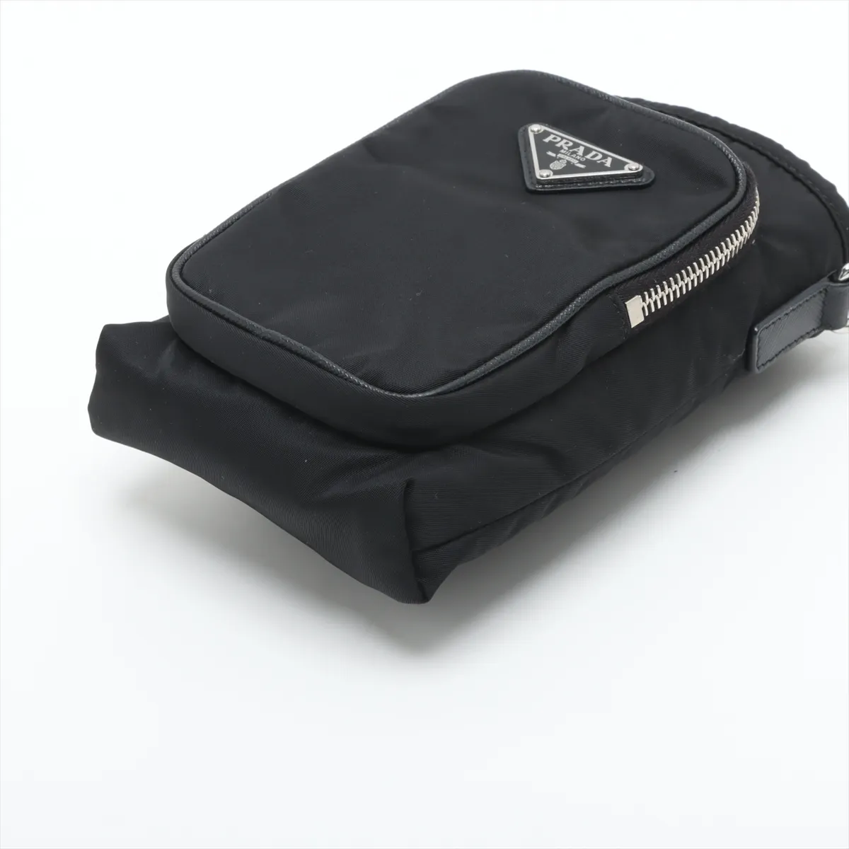 Tessuto Nylon x Leather Shoulder Bag, Black, 2ZH155 — view 3