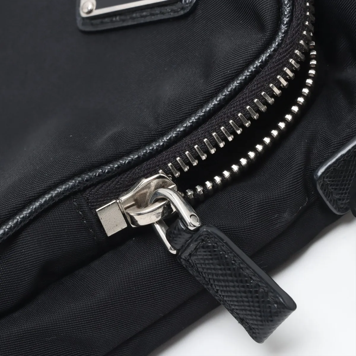 Tessuto Nylon x Leather Shoulder Bag, Black, 2ZH155 — view 9