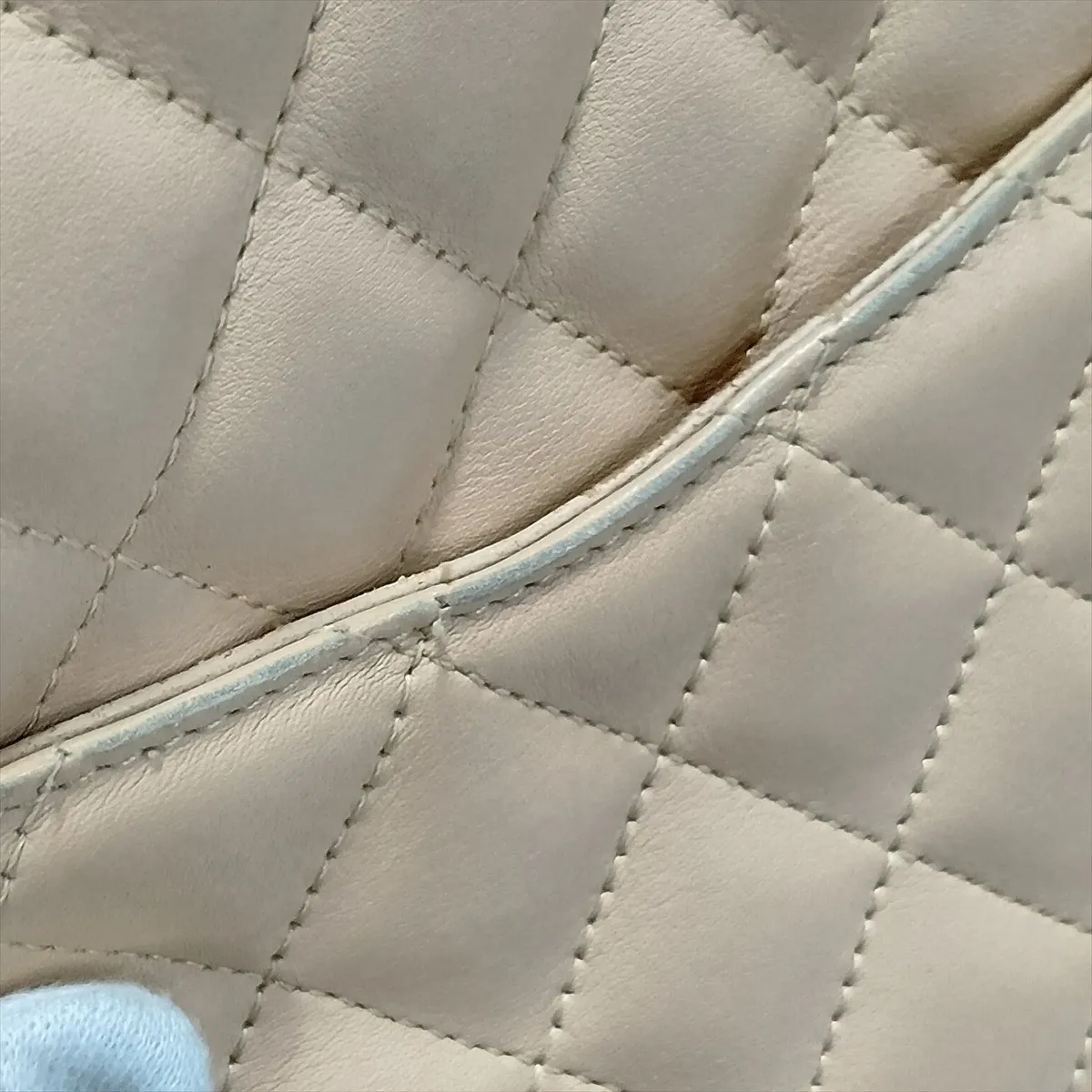 Cambon Line Lambskin Shoulder Bag, Beige x Black, Silver Hardware, 9398944, Series 9 — view 15