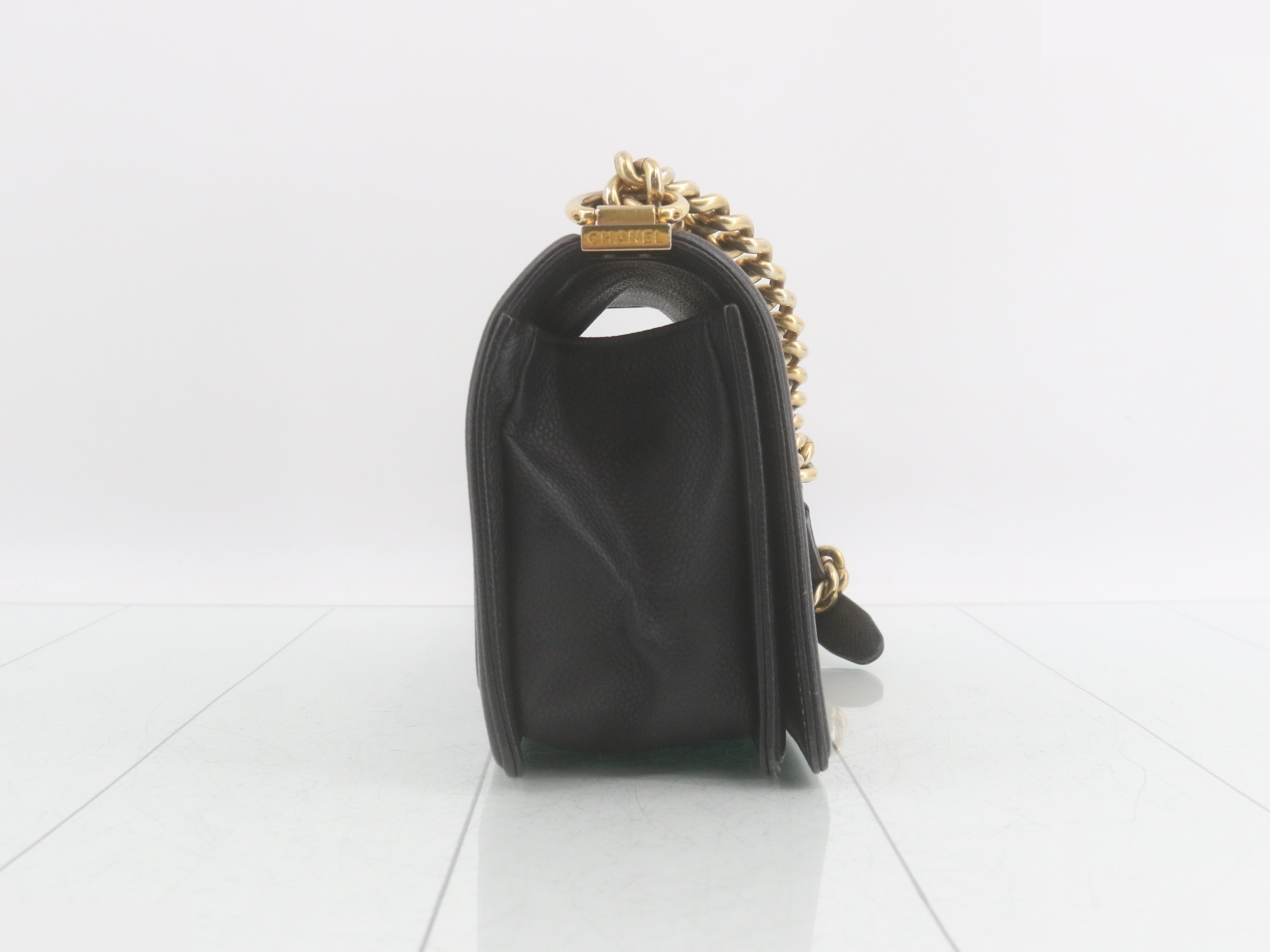 Boy Chanel Chain Shoulder Bag, Caviar Leather — view 4