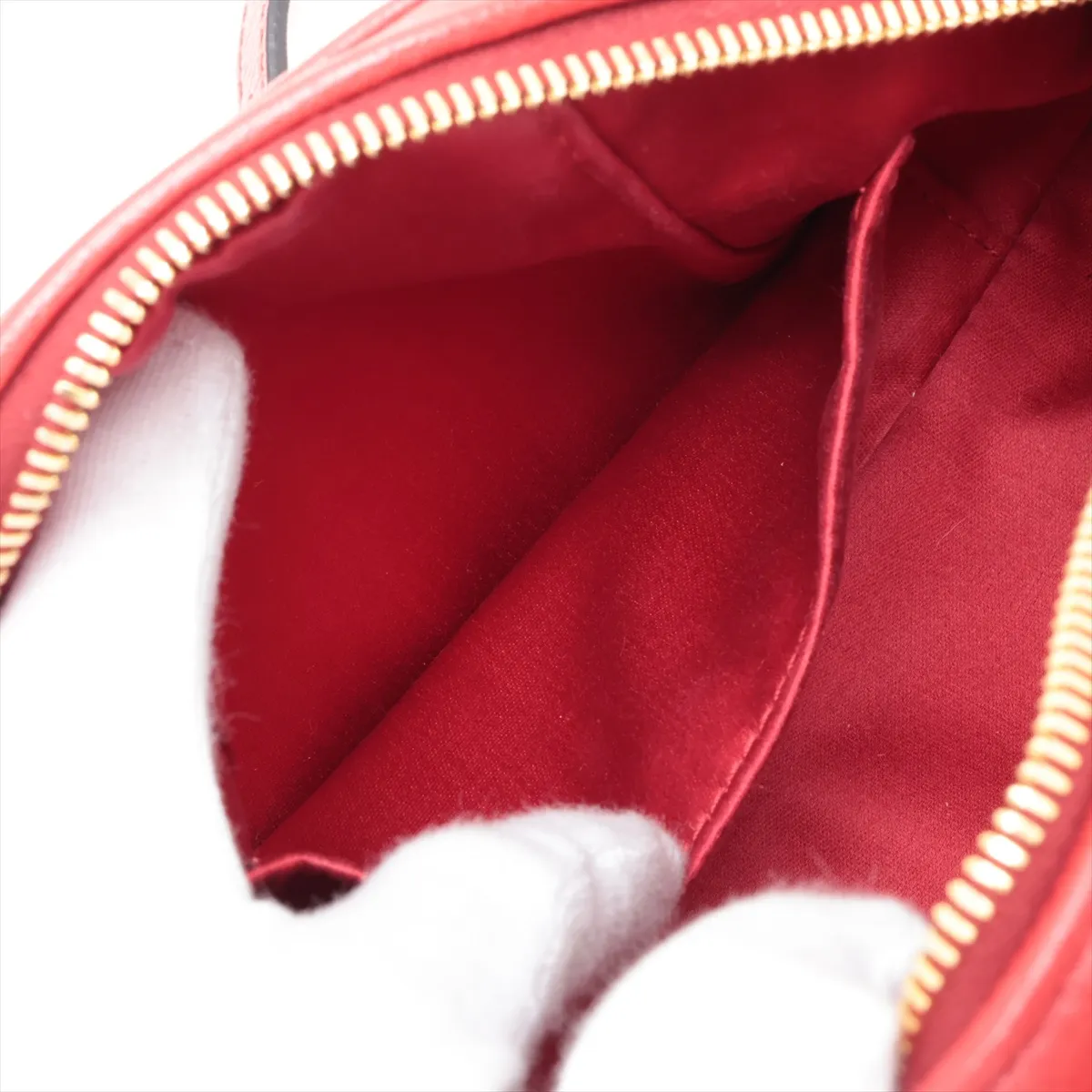 5BH142 Leather Chain Shoulder Bag, Red — view 7