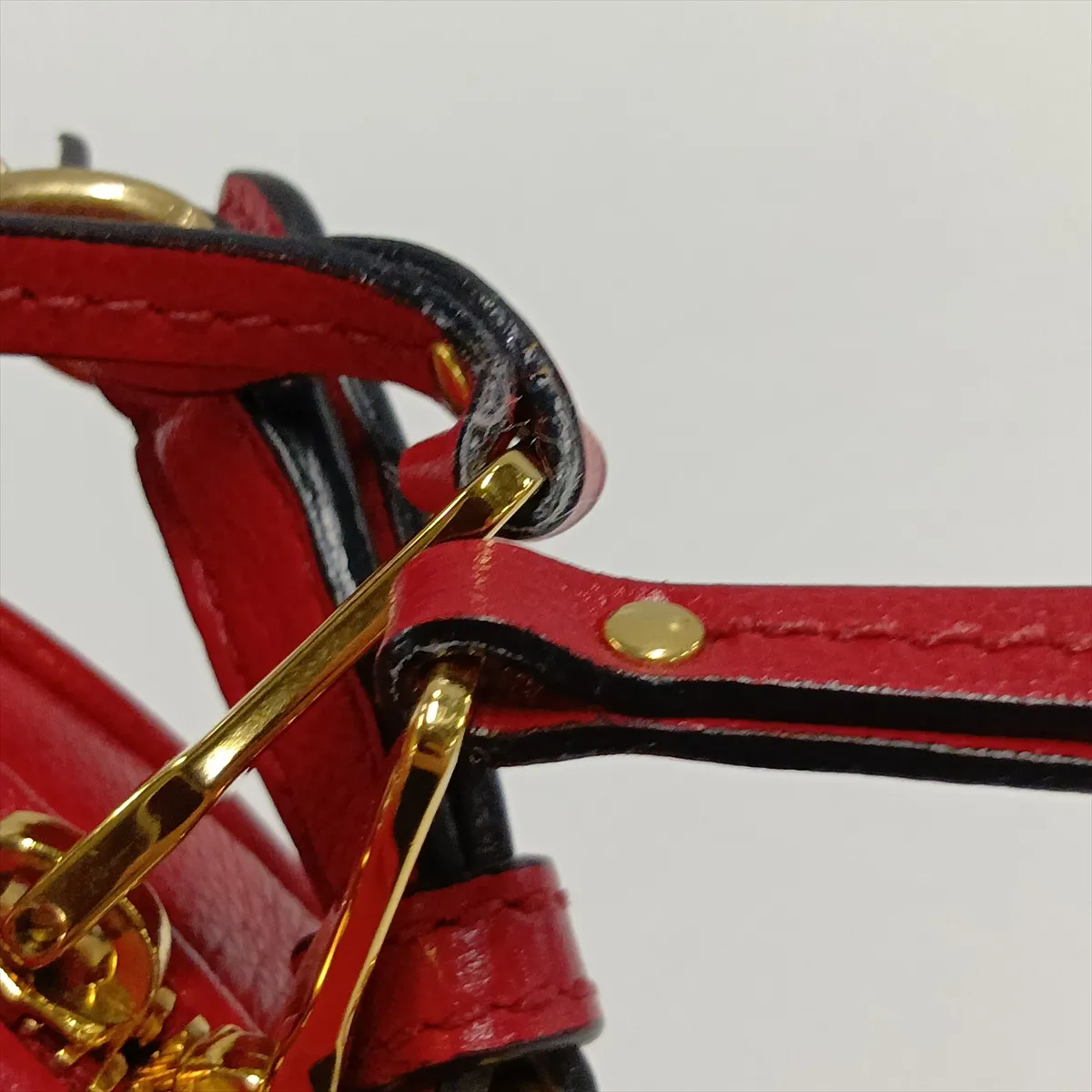 5BH142 Leather Chain Shoulder Bag, Red — view 10