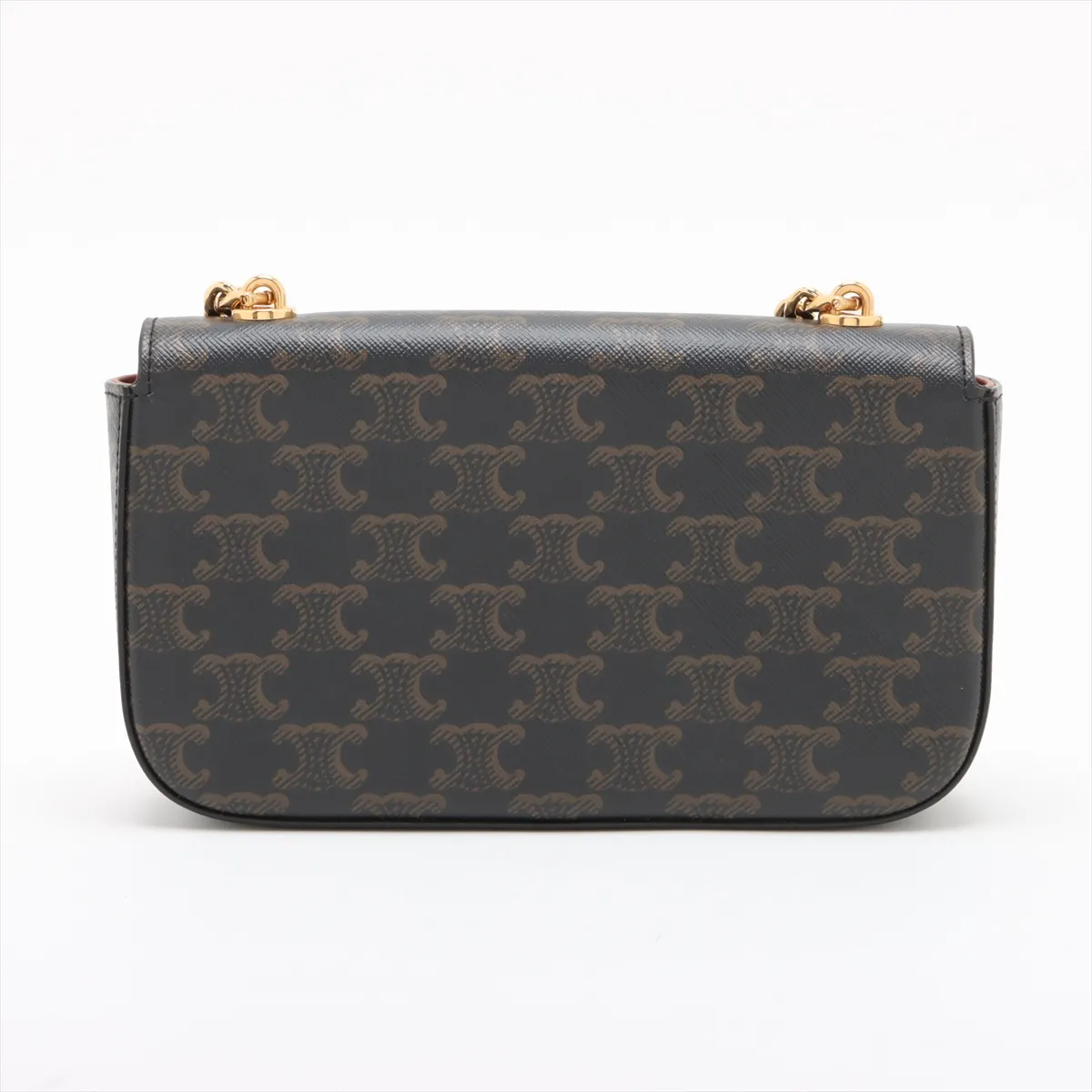 Triomphe PVC x Leather Chain Shoulder Bag Black — view 2
