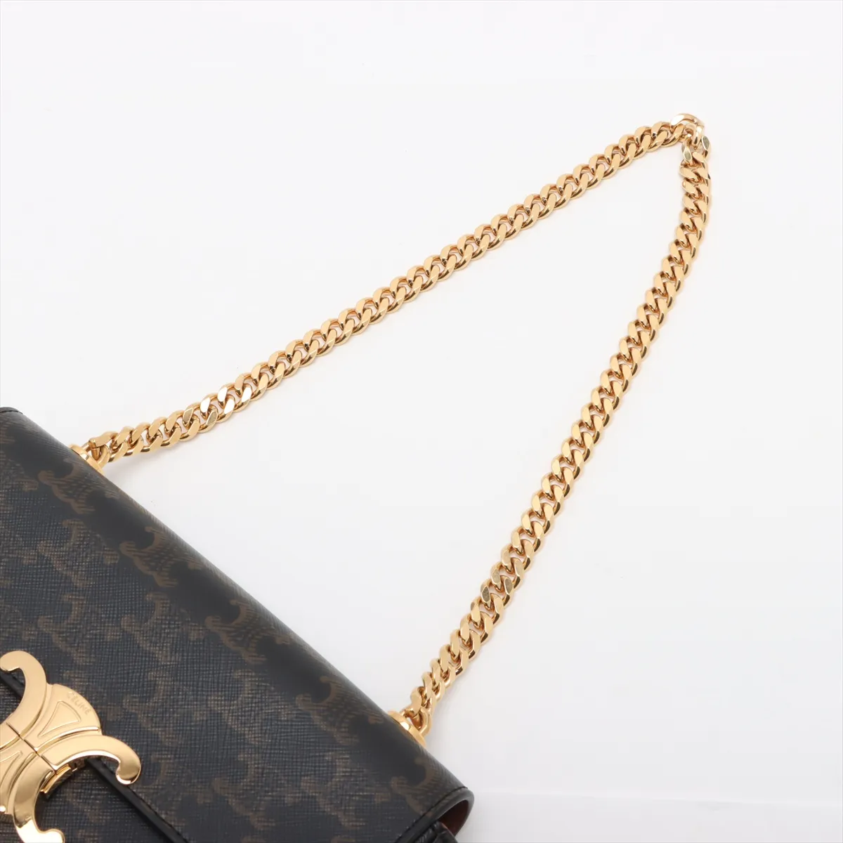Triomphe PVC x Leather Chain Shoulder Bag Black — view 5