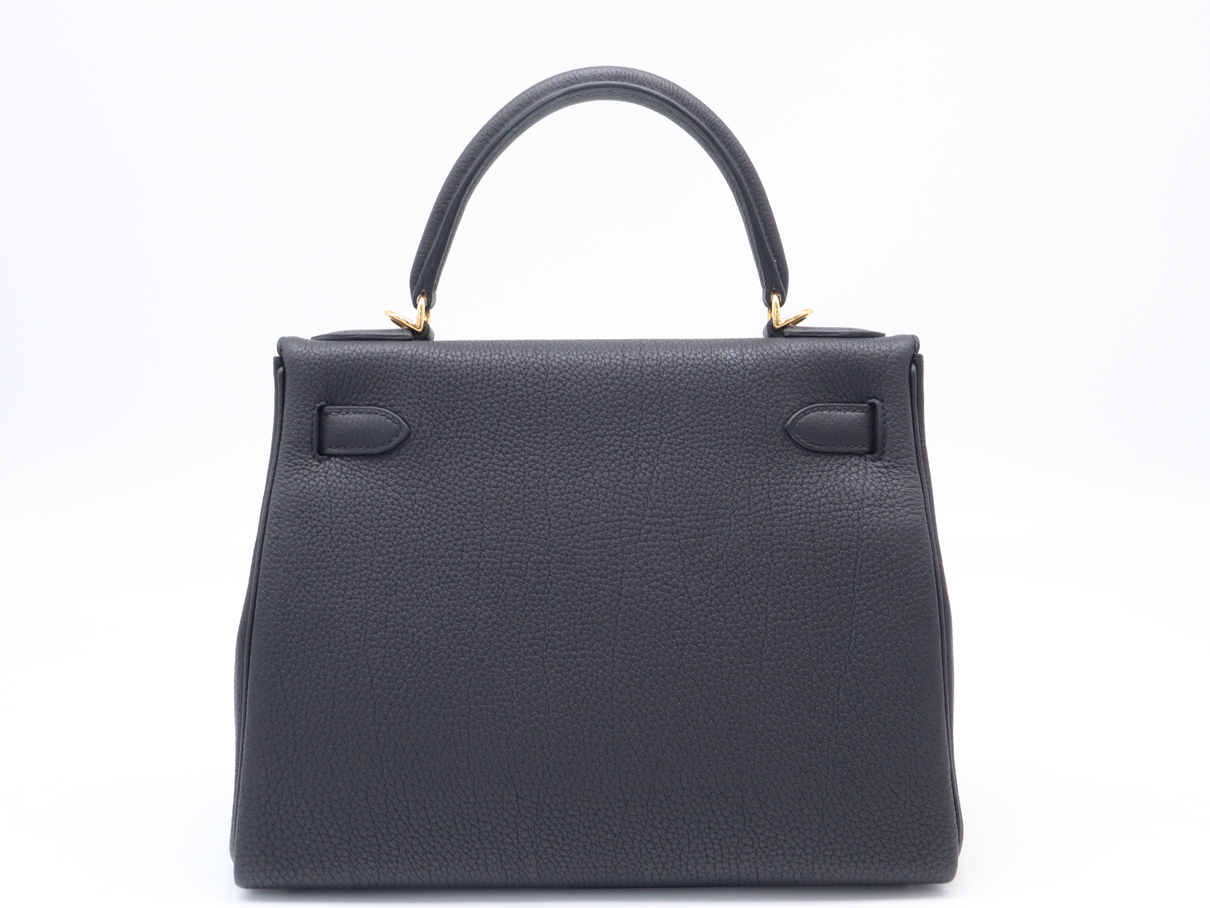 Kelly 32 Handbag, D stamp, Calf Leather, Noir (black), Gold Hardware, Includes Shoulder Strap, Clochette, Padlock, 2 Keys, Box, and Dust Bag. — view 2