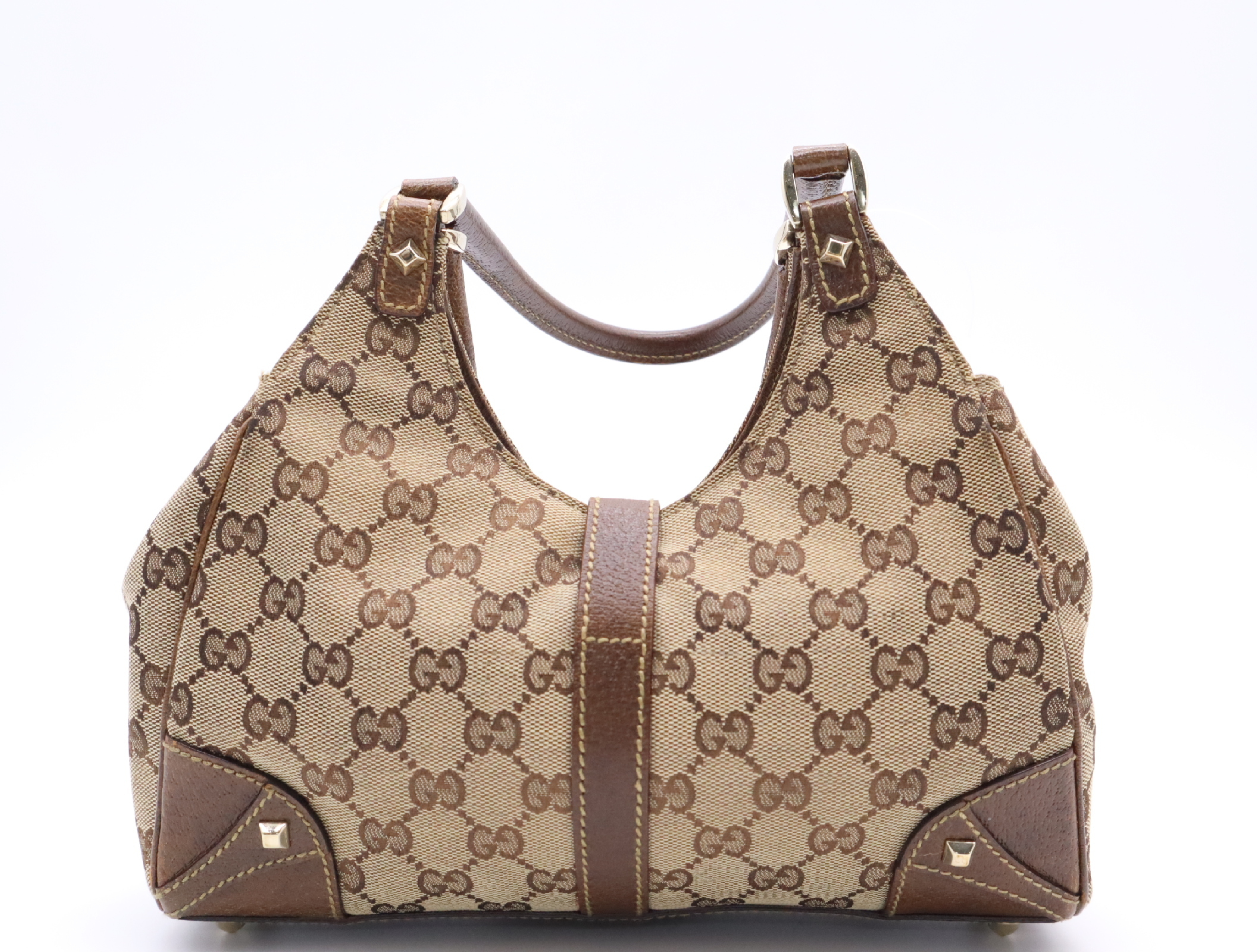 124409 Canvas x Leather GG Canvas Shoulder Bag Beige Gold Hardware Shoulder Bag — view 2