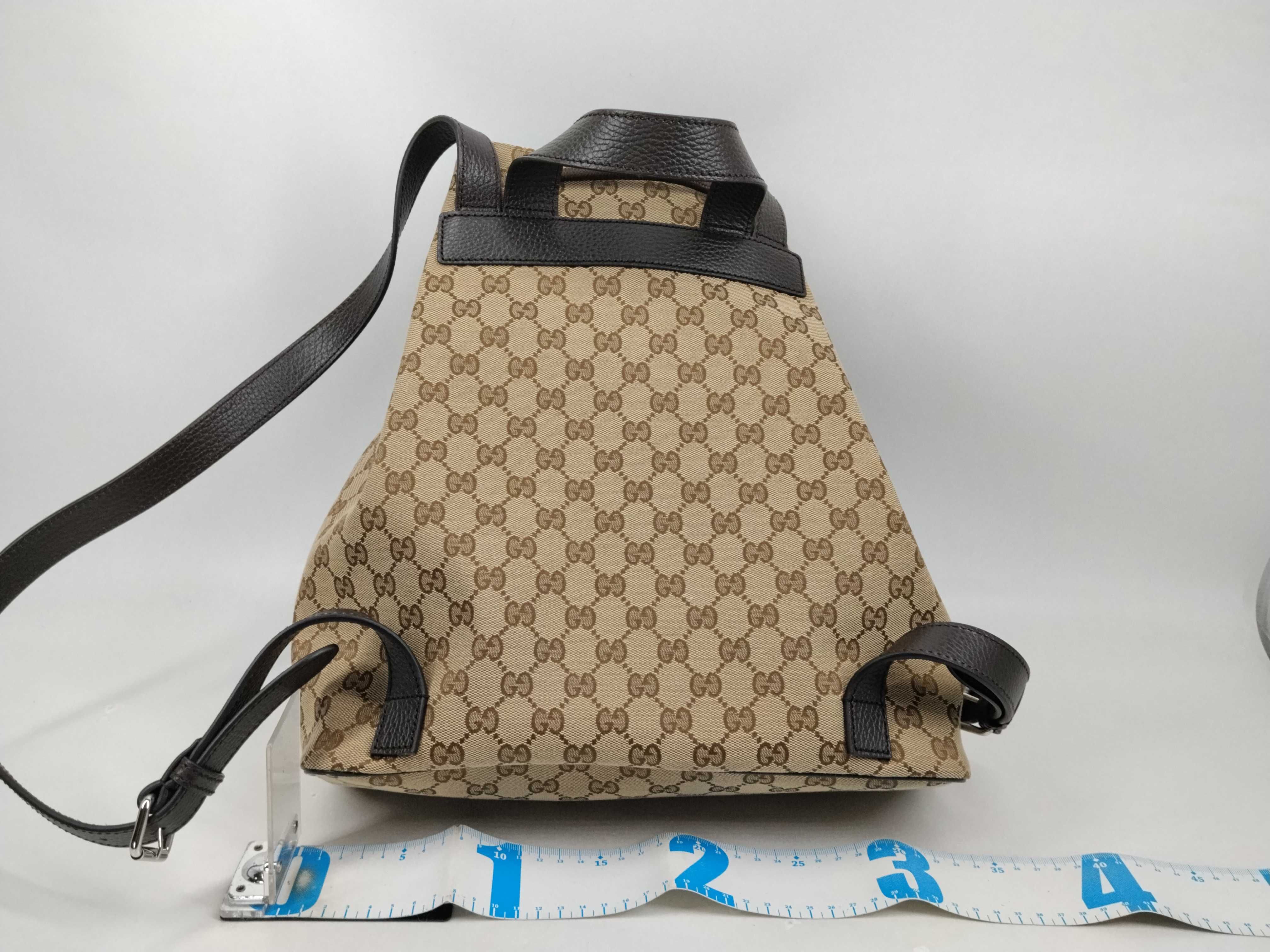 GG Canvas Backpack/Rucksack, Beige x Brown, 449175 (Canvas x Leather) — view 2