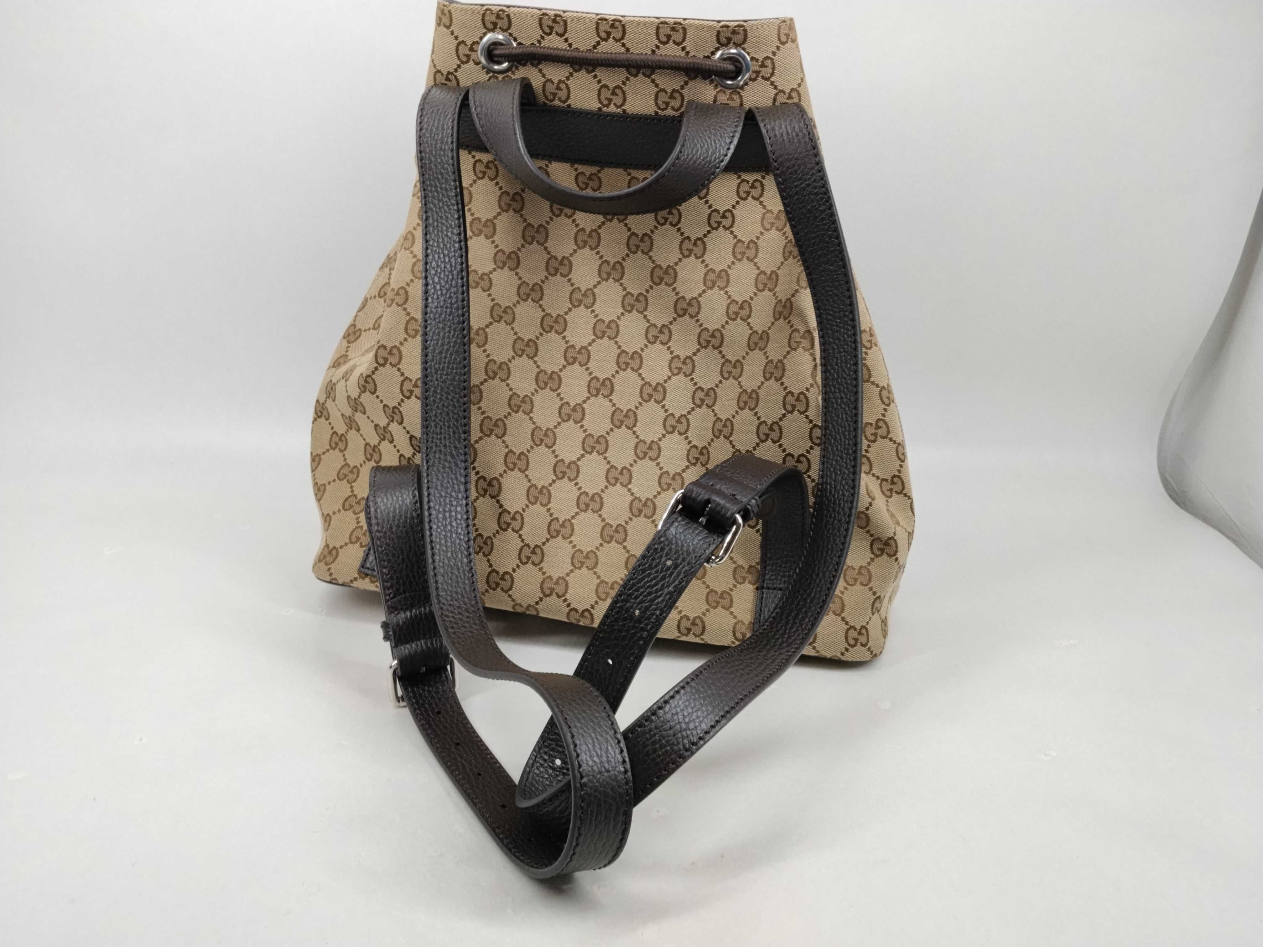 GG Canvas Backpack/Rucksack, Beige x Brown, 449175 (Canvas x Leather) — view 4