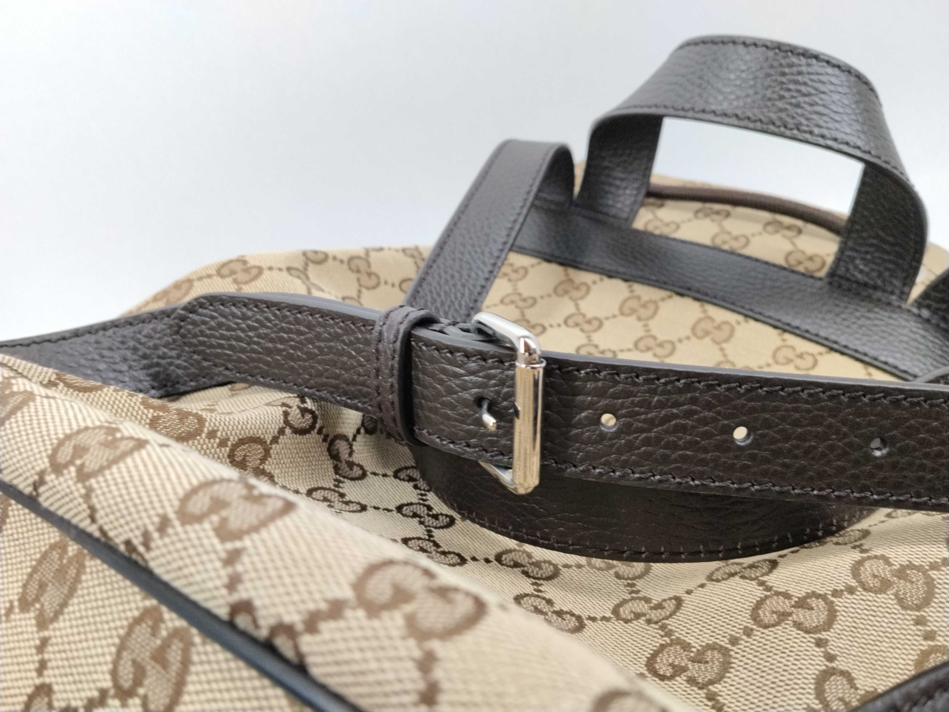 GG Canvas Backpack/Rucksack, Beige x Brown, 449175 (Canvas x Leather) — view 5